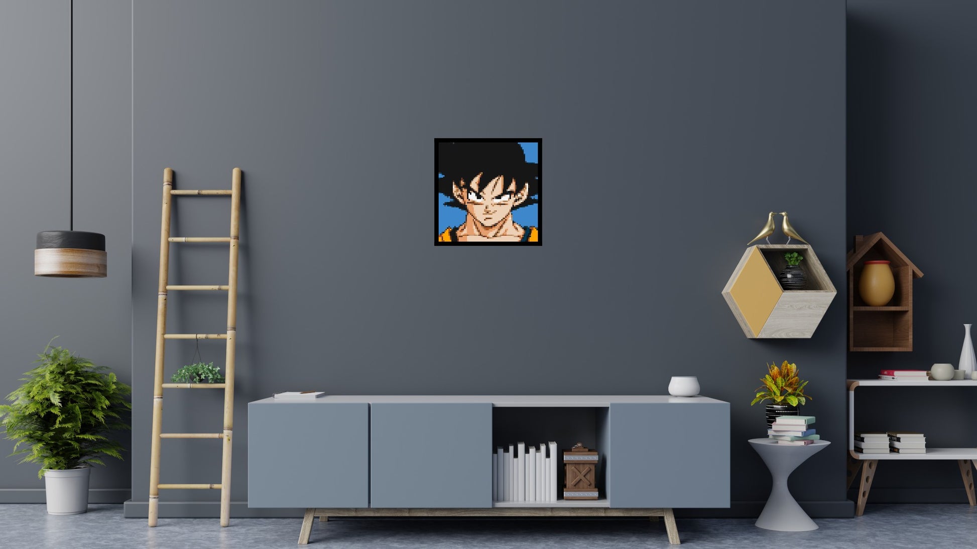 Goku - Brick Art Mosaic Kit 3x3 scene with frame