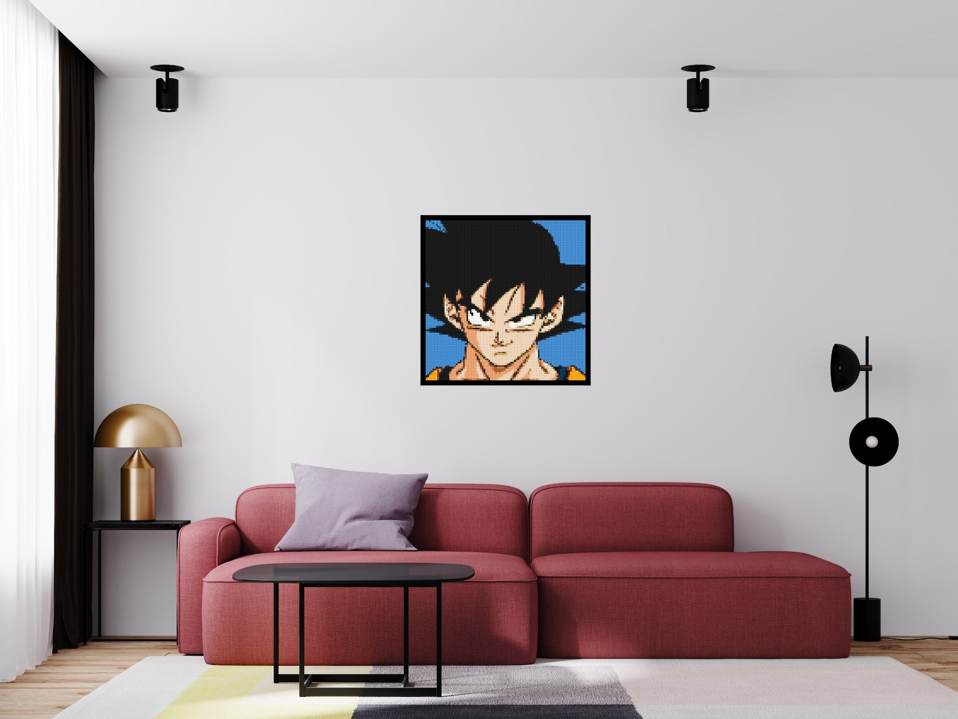 Goku - Brick Art Mosaic Kit 4x4 scene with frame