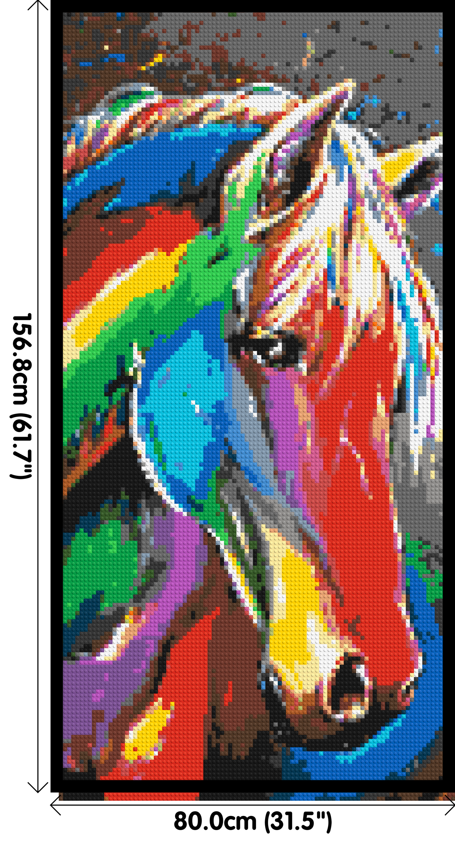 Rainbow Horse Colourful Pop Art - Brick Art Mosaic Kit 4x8 large