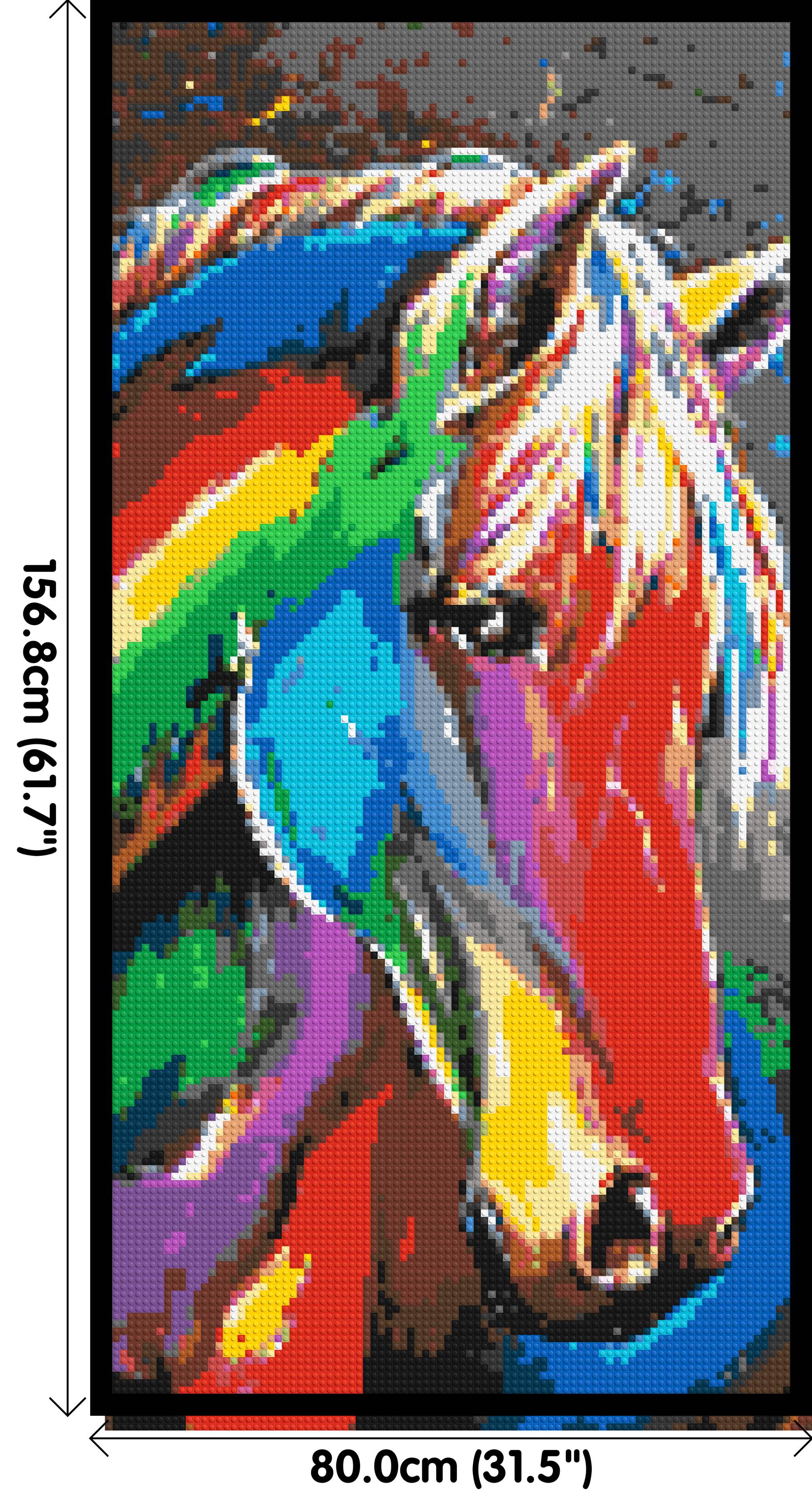 Rainbow Horse Colourful Pop Art - Brick Art Mosaic Kit 4x8 dimensions with frame