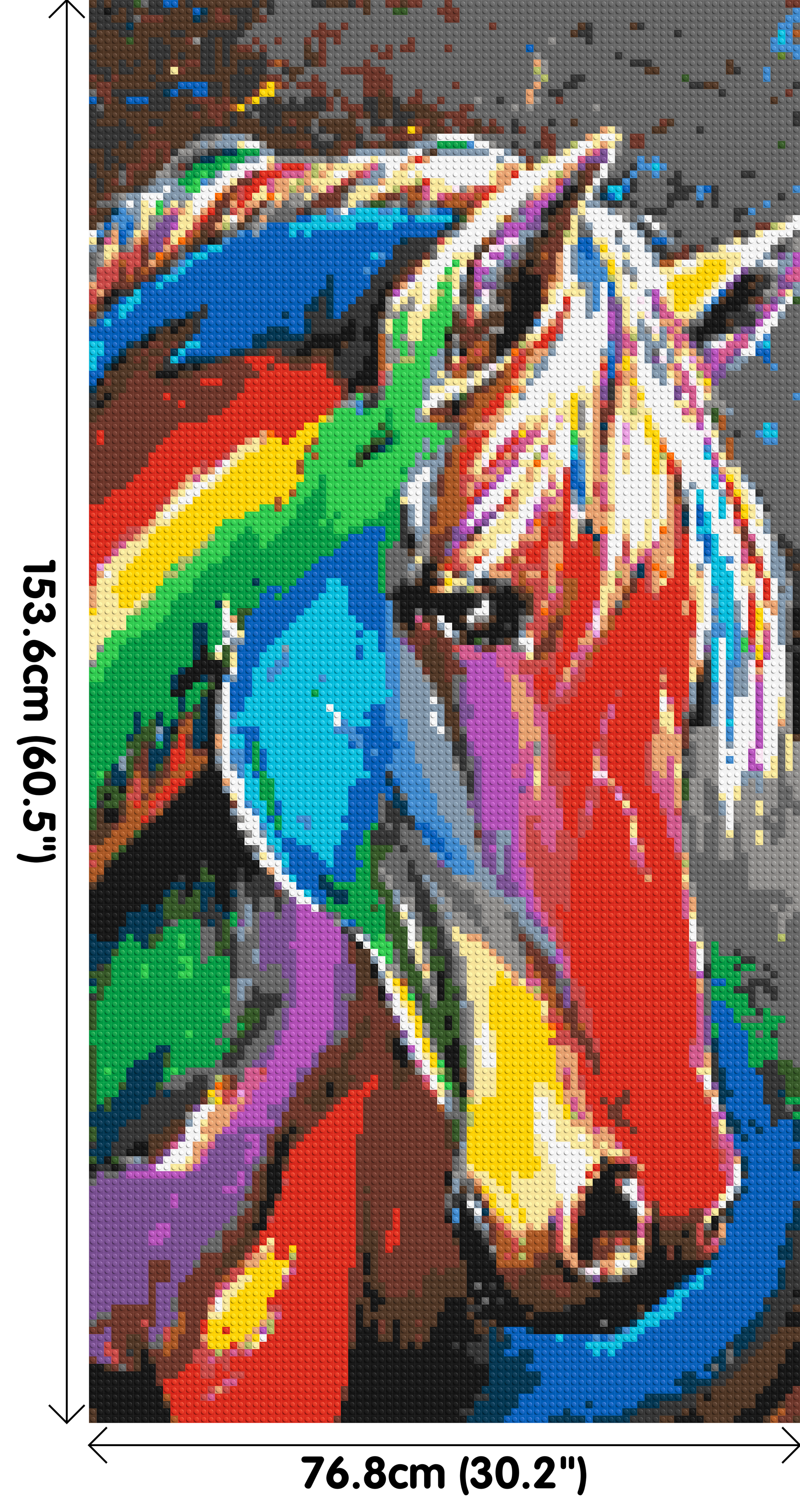 Rainbow Horse Colourful Pop Art - Brick Art Mosaic Kit 4x8 dimensions