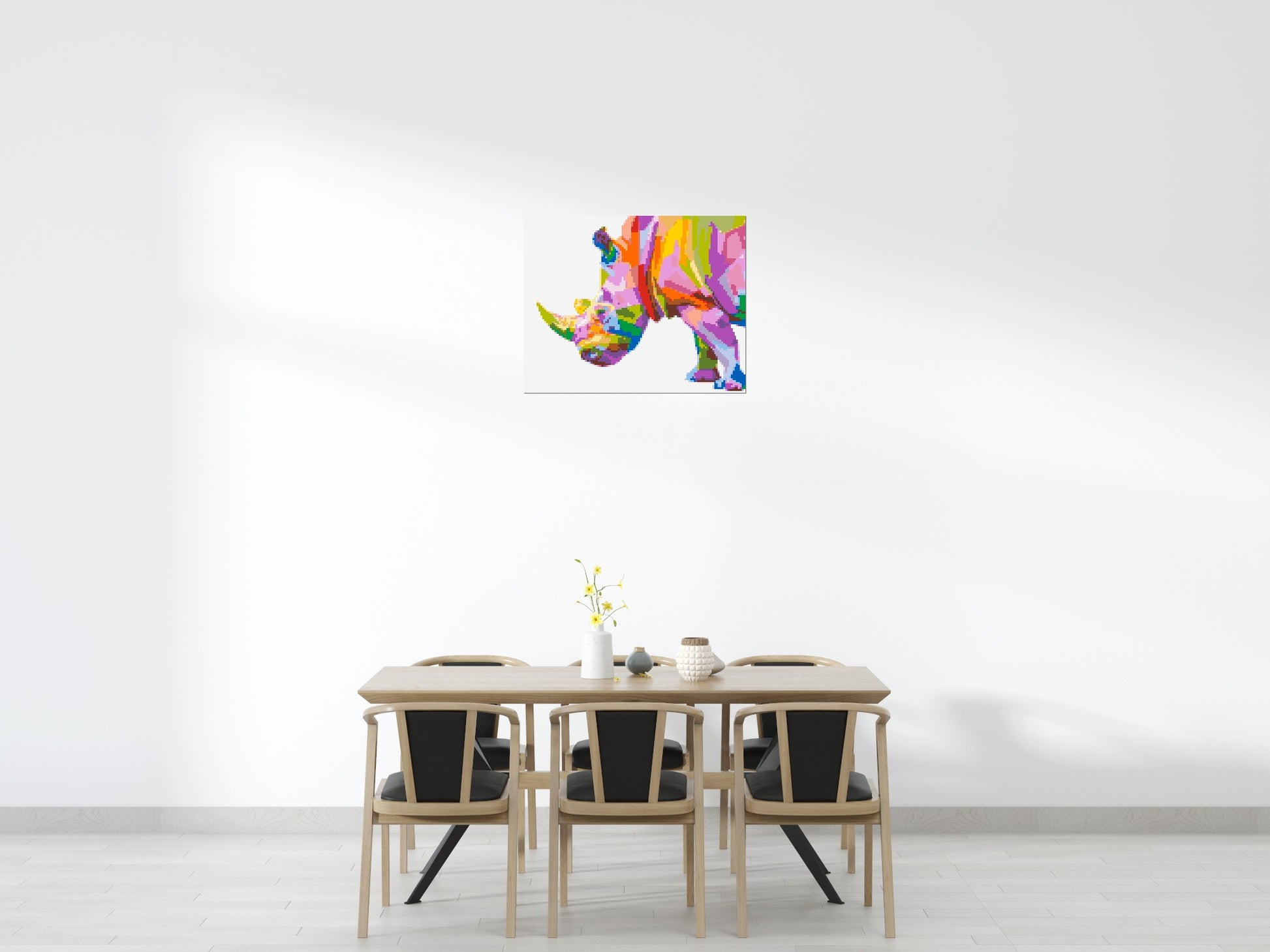 Rhinoceros Colourful Pop Art  - Brick Art Mosaic Kit 5x4 scene