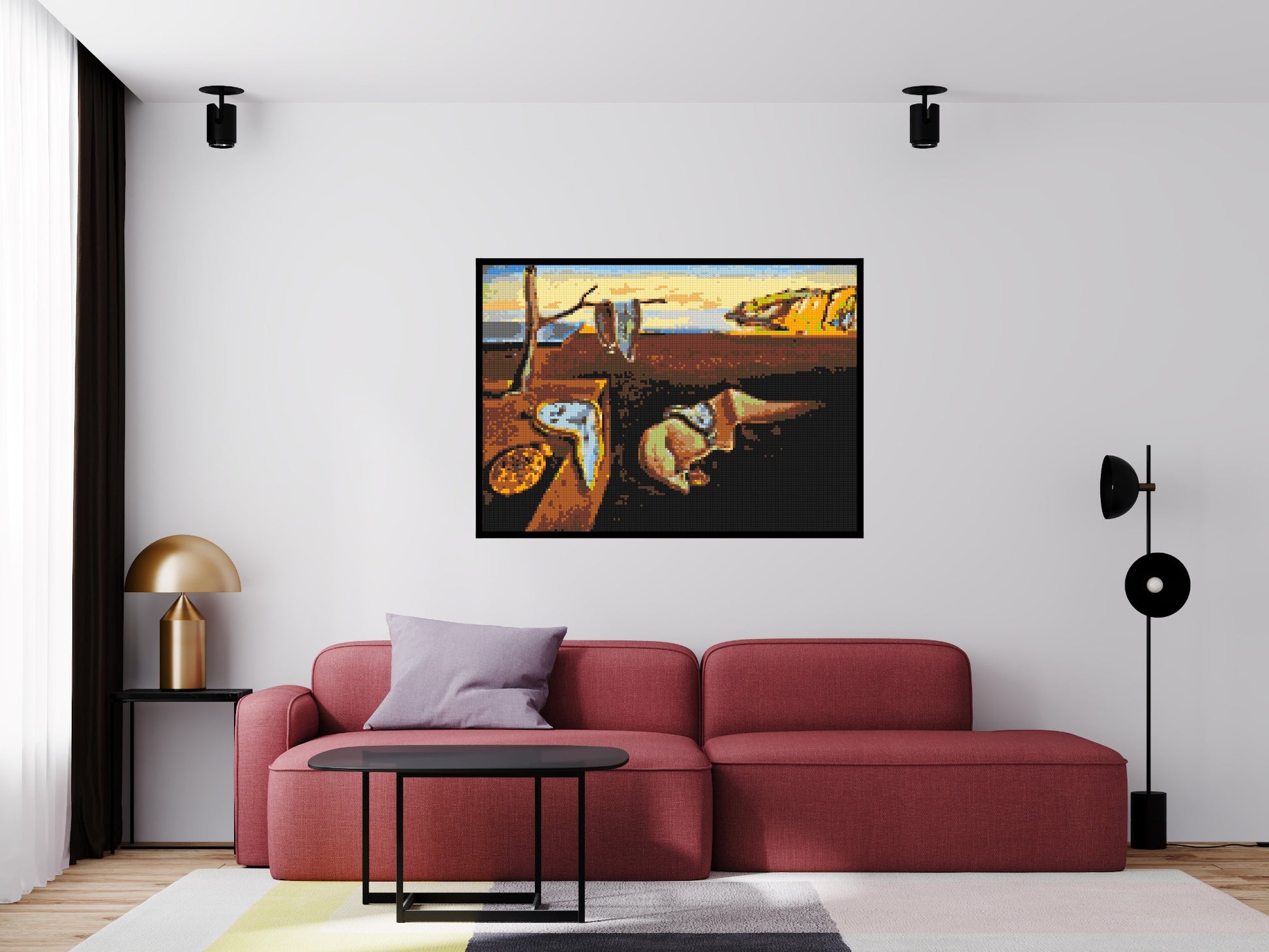 The Persistence of Memory by Salvador Dali - Brick Art Mosaic Kit 7x5 scene with frame