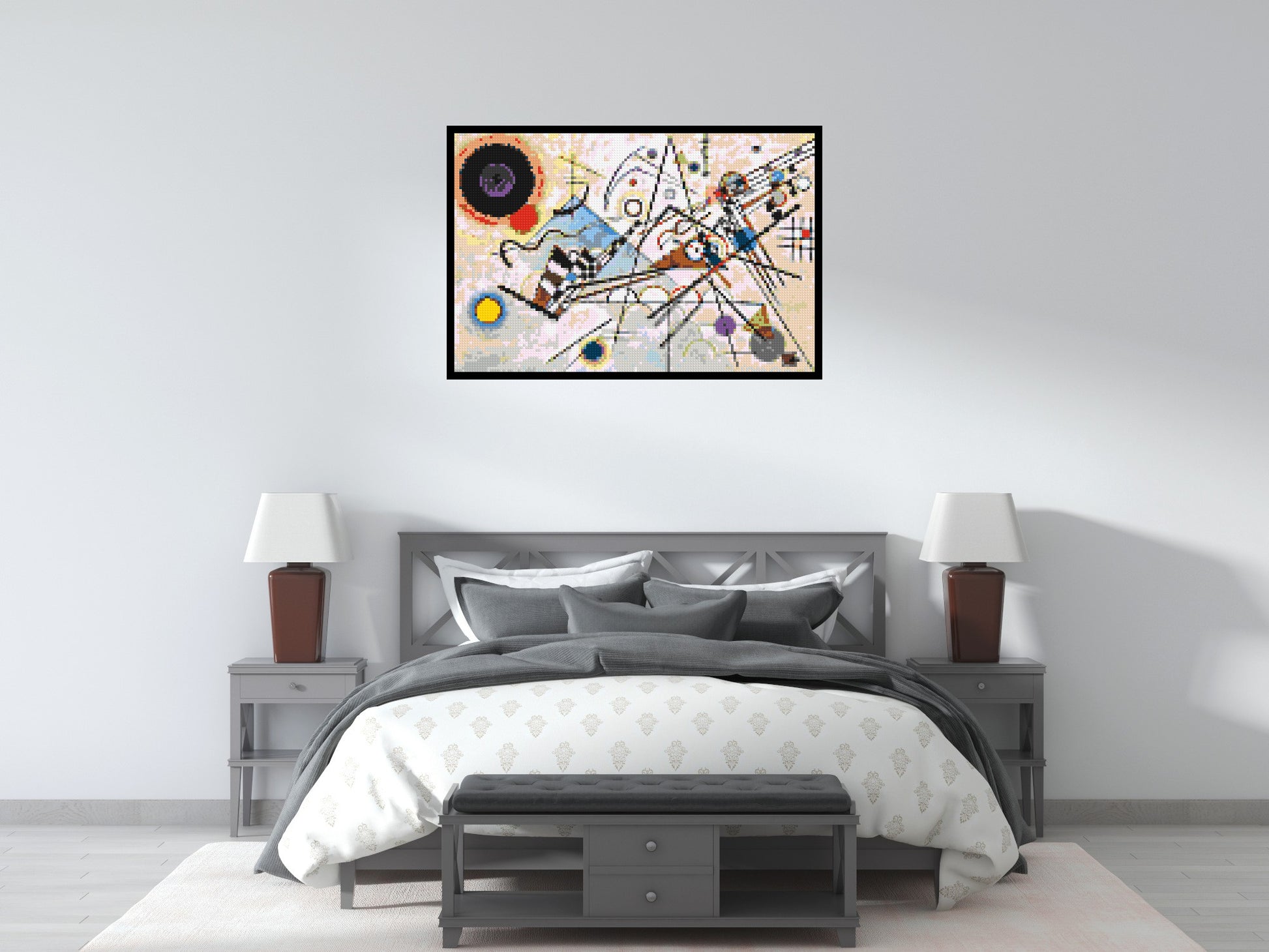 Composition VIII by Wassily Kandinsky - Brick Art Mosaic Kit 6x4 scene with frame