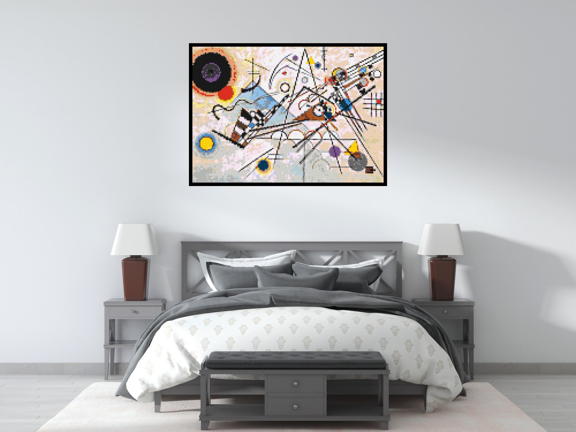 Composition VIII by Wassily Kandinsky - Brick Art Mosaic Kit 7x5 scene with frame