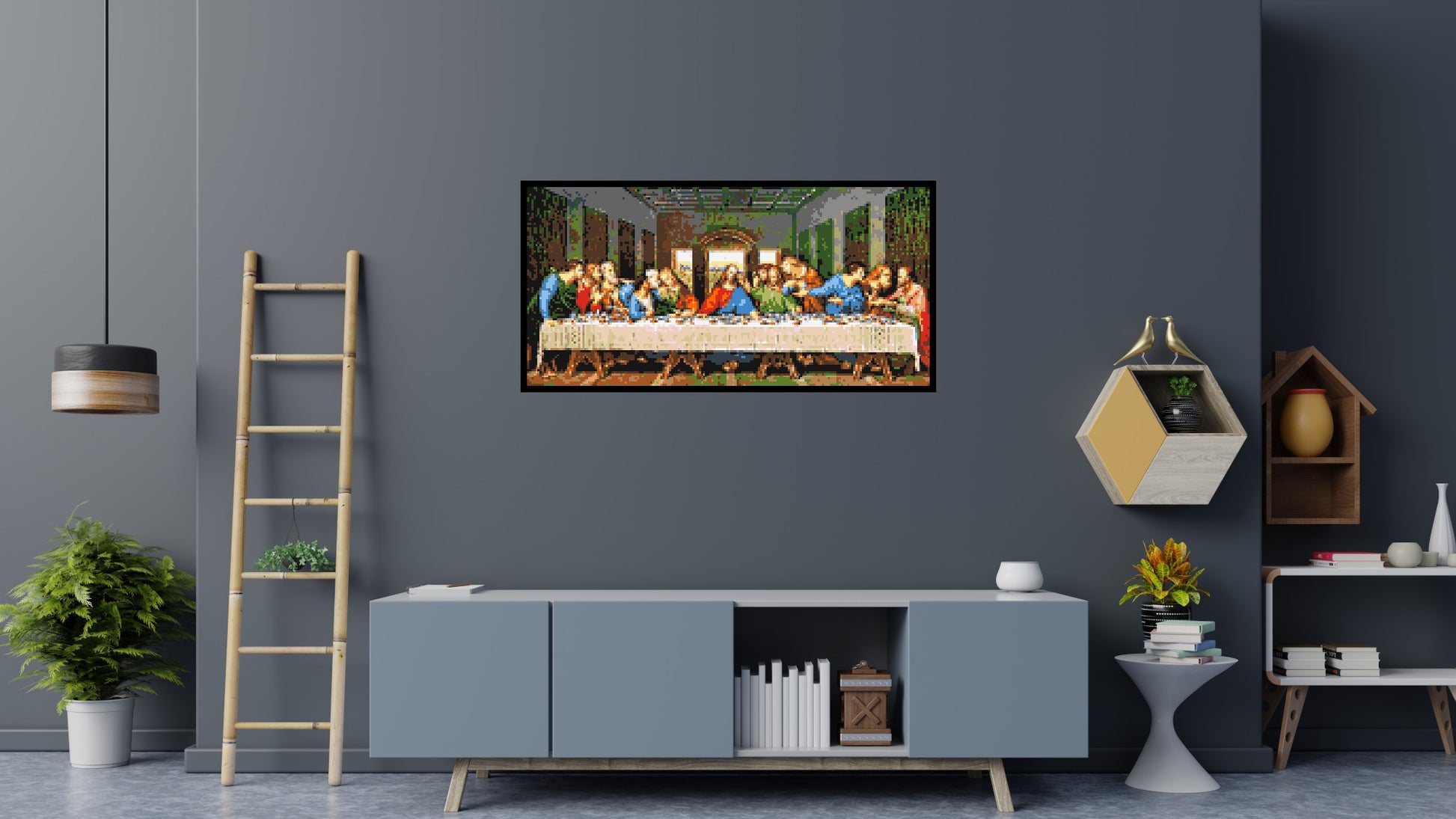 The Last Supper by Leonardo Da Vinci - Brick Art Mosaic Kit 8x4 scene with frame