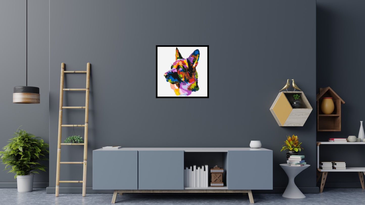 German Shepherd Colourful Pop Art - Brick Art Mosaic Kit 4x4 large