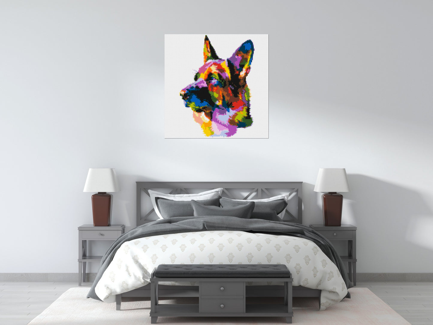 German Shepherd Colourful Pop Art - Brick Art Mosaic Kit 5x5 large