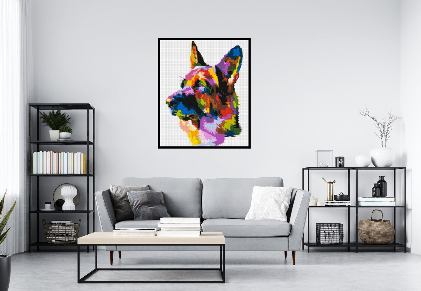 German Shepherd Colourful Pop Art - Brick Art Mosaic Kit 5x6 large