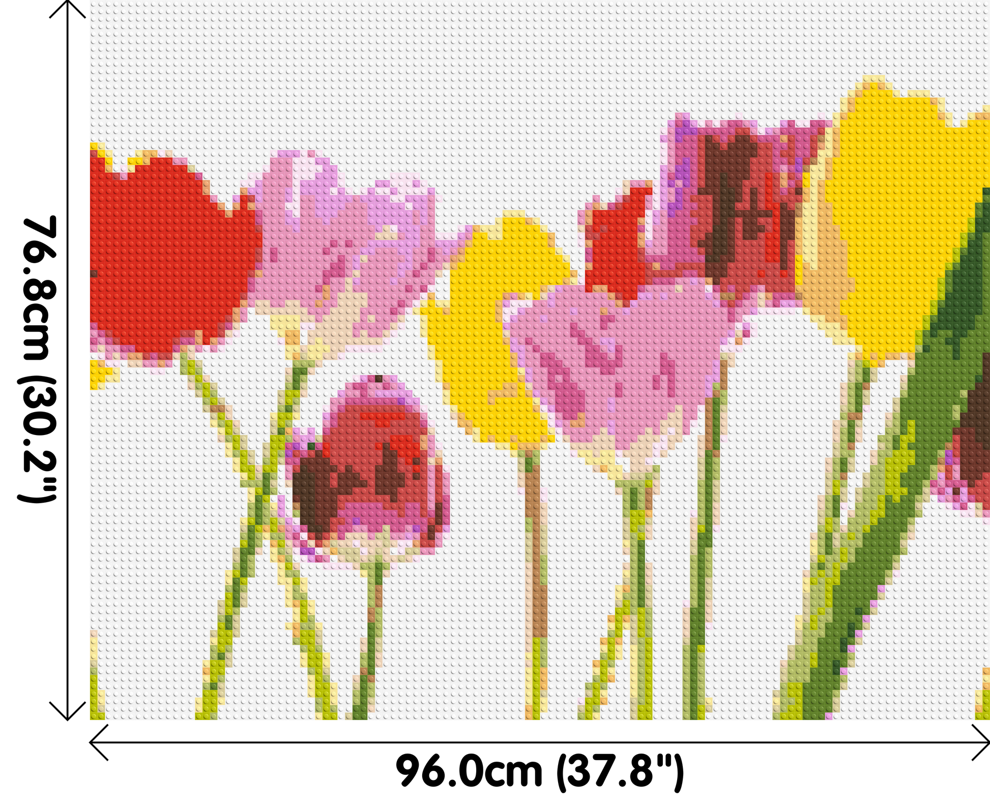 Colourful Tulips - Brick Art Mosaic Kit 5x4 dimensions