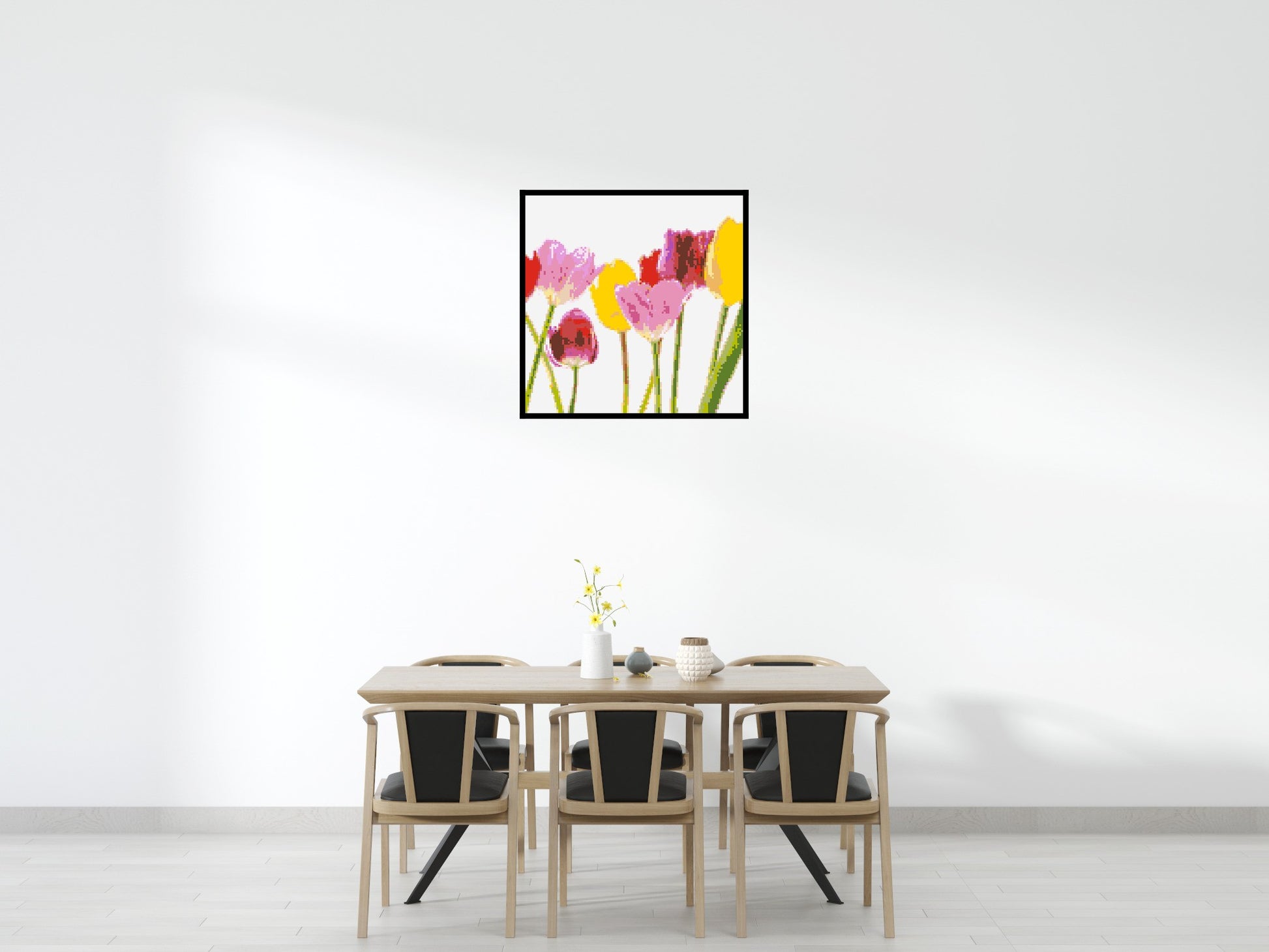 Colourful Tulips - Brick Art Mosaic Kit 5x5 scene with frame