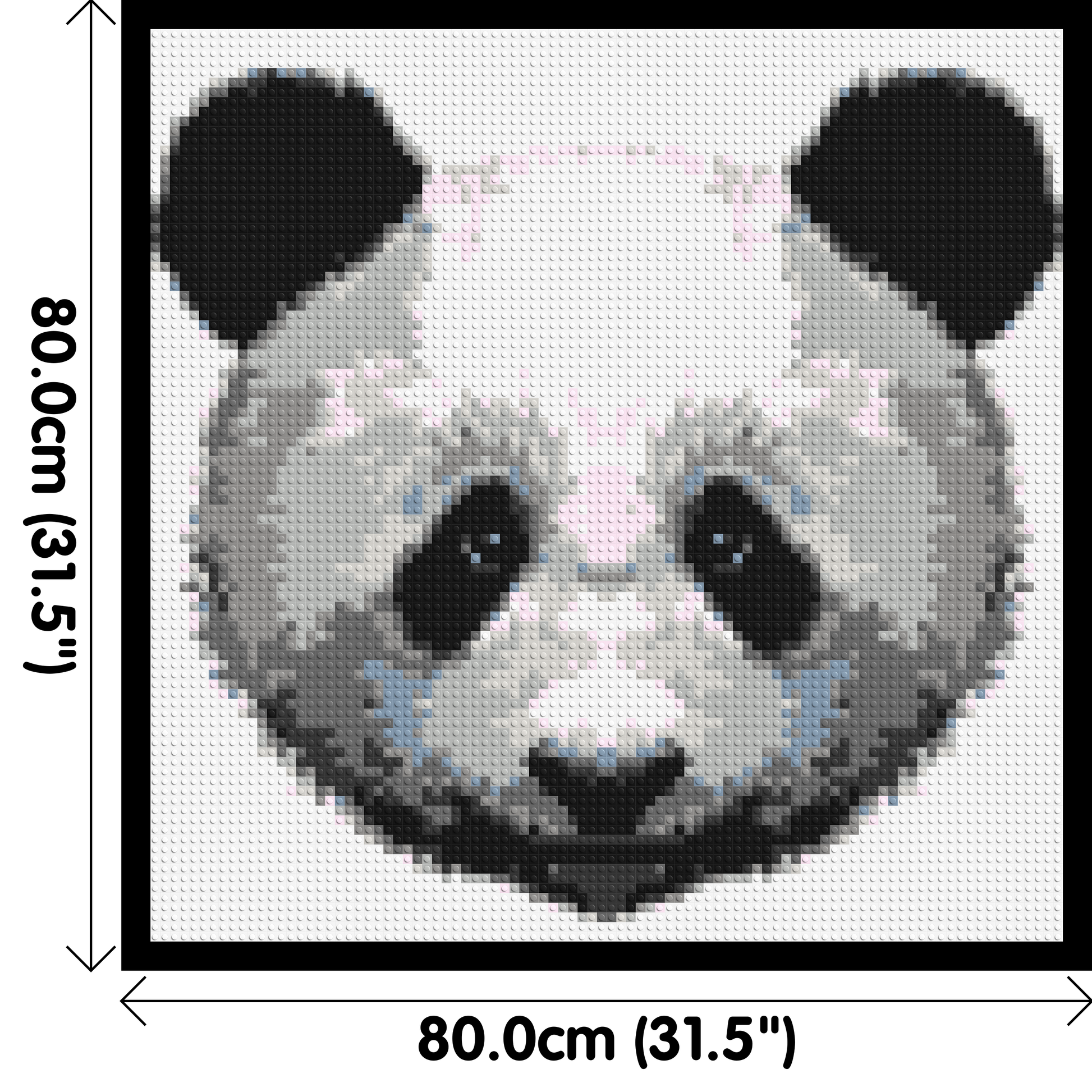 Panda - Brick Art Mosaic Kit 4x4 dimensions with frame