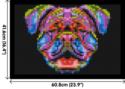 British Bulldog Colourful Pop Art - Brick Art Mosaic Kit 3x2 large