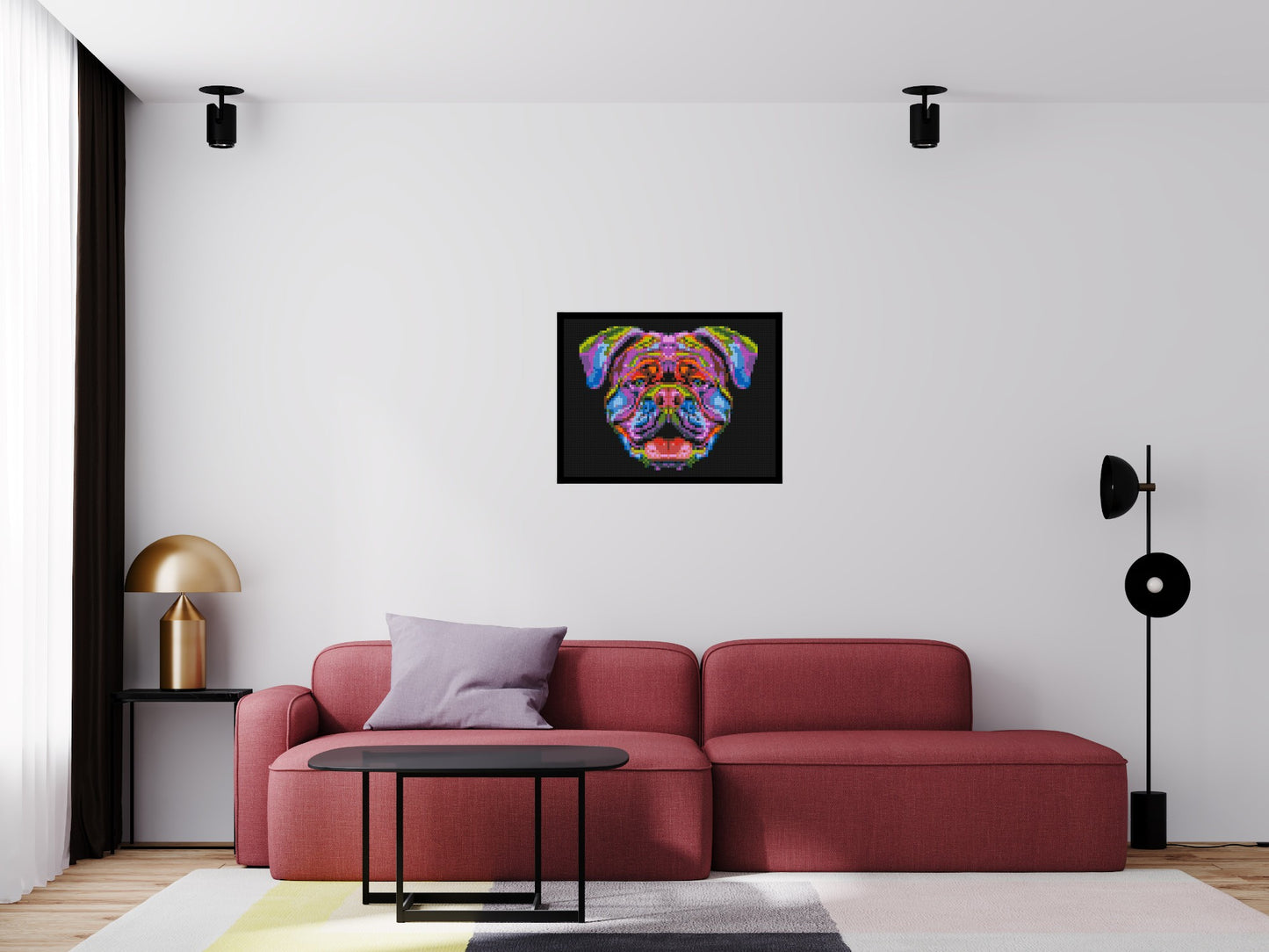 British Bulldog Colourful Pop Art - Brick Art Mosaic Kit 4x3 large