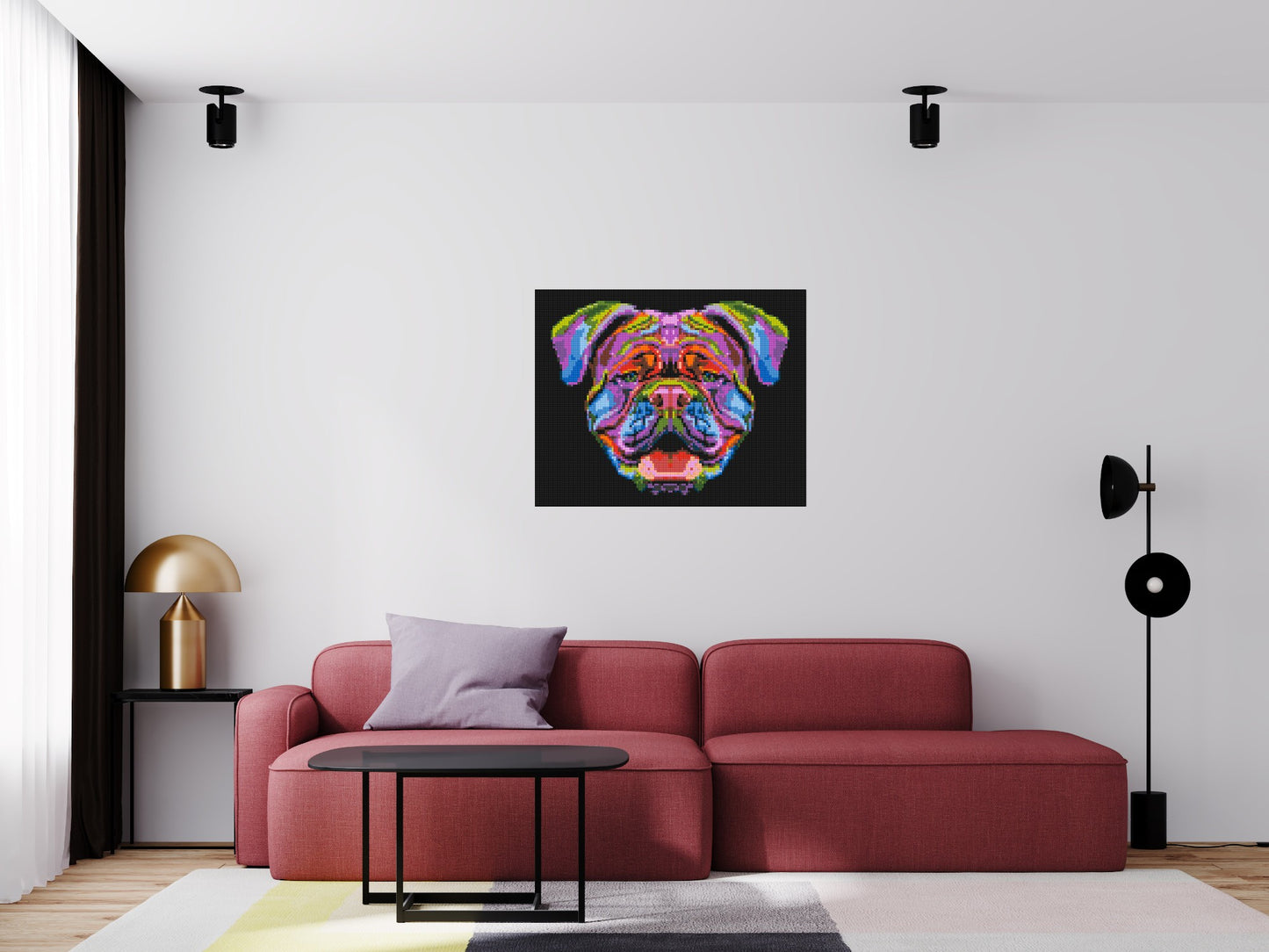 British Bulldog Colourful Pop Art - Brick Art Mosaic Kit 5x4 large