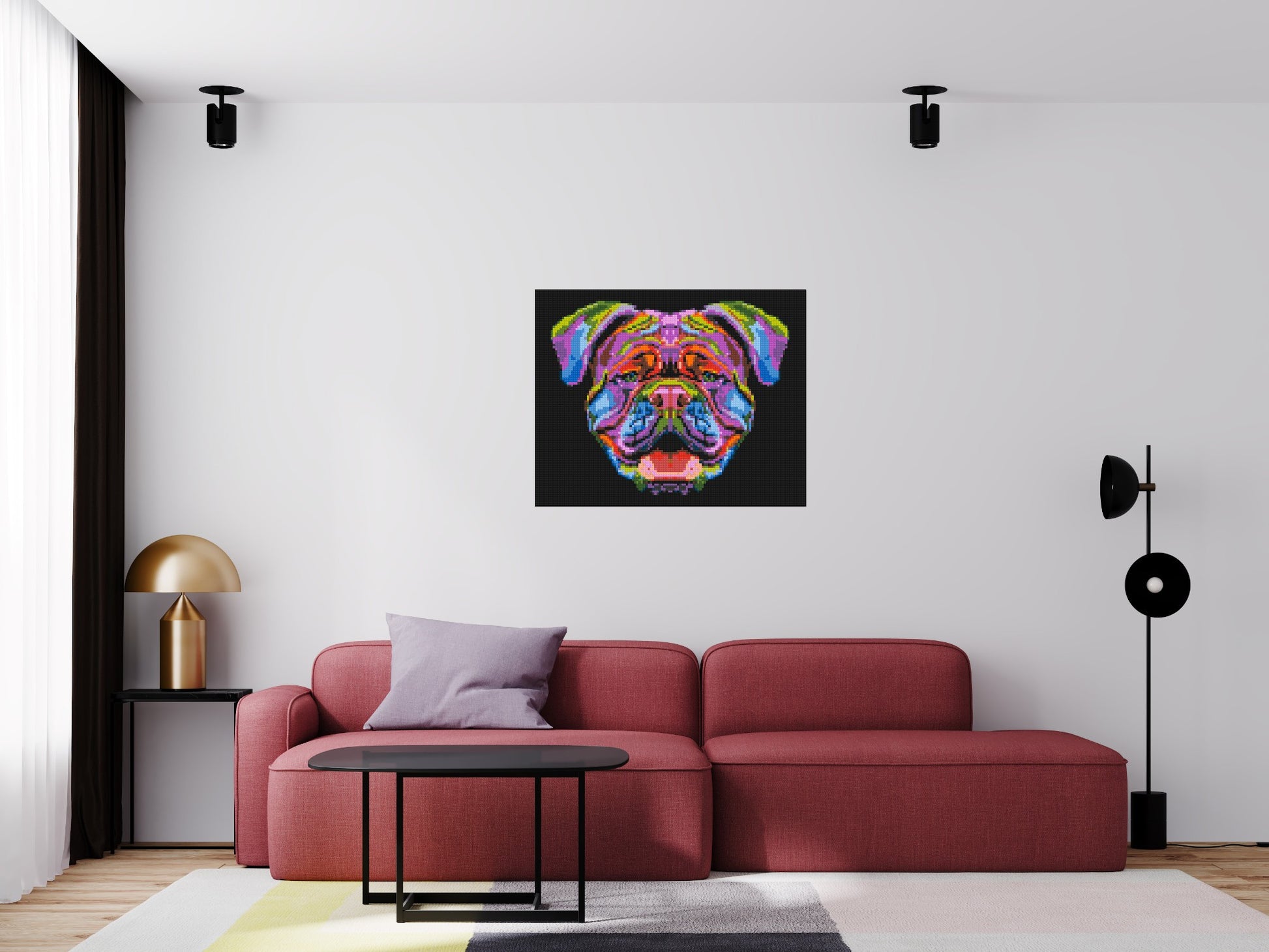 British Bulldog Colourful Pop Art - Brick Art Mosaic Kit 5x4 scene