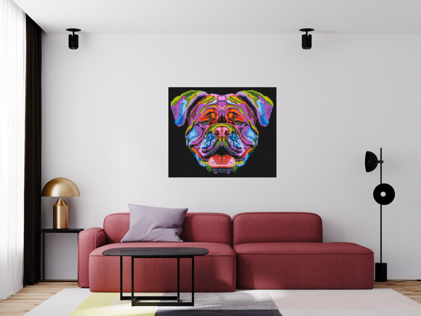 British Bulldog Colourful Pop Art - Brick Art Mosaic Kit 6x5 large