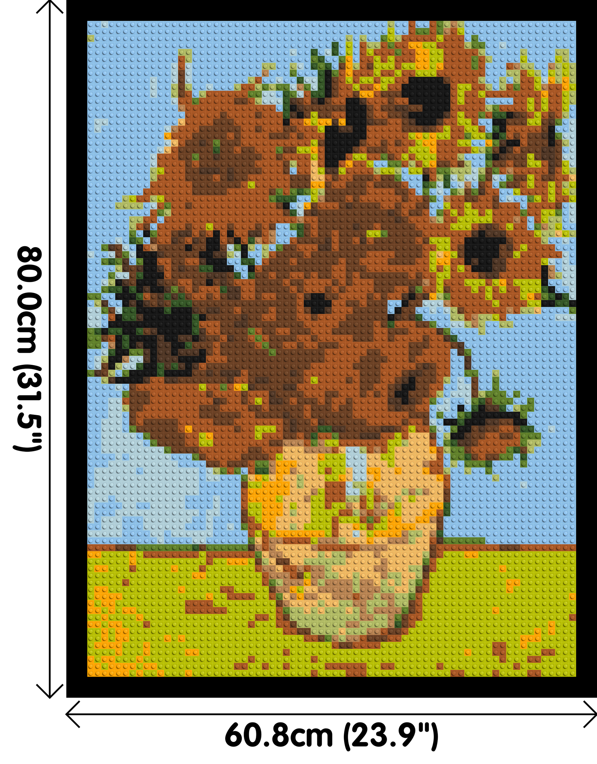 Sunflowers by Vincent Van Gogh - Brick Art Mosaic Kit 3x4 dimensions with frame