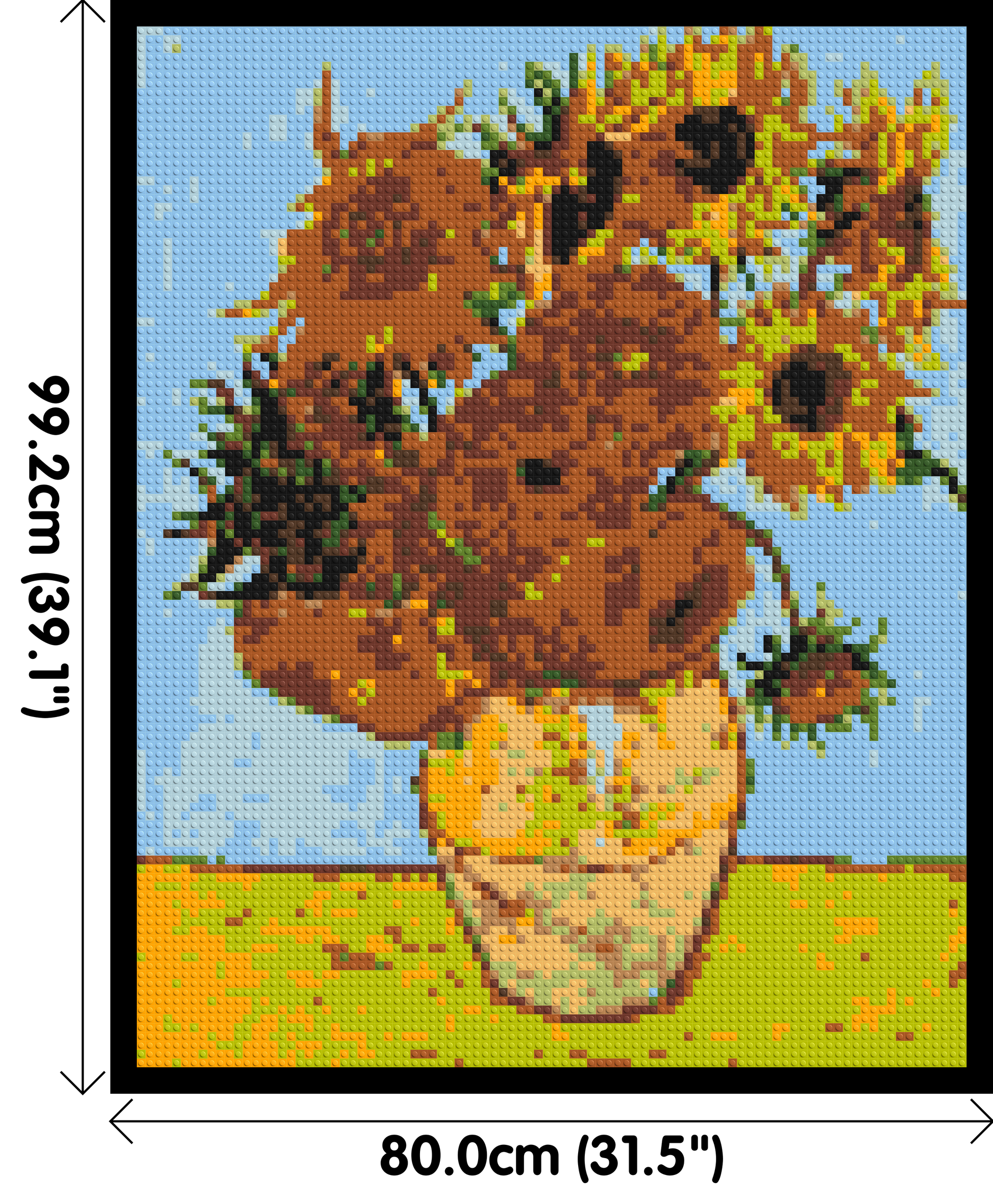 Sunflowers by Vincent Van Gogh - Brick Art Mosaic Kit 4x5 dimensions with frame
