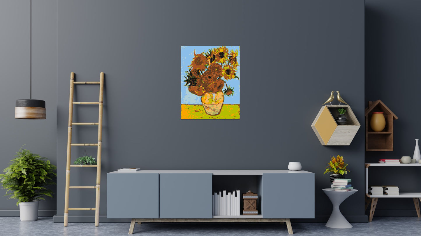 Sunflowers by Vincent Van Gogh - Brick Art Mosaic Kit 4x5 large