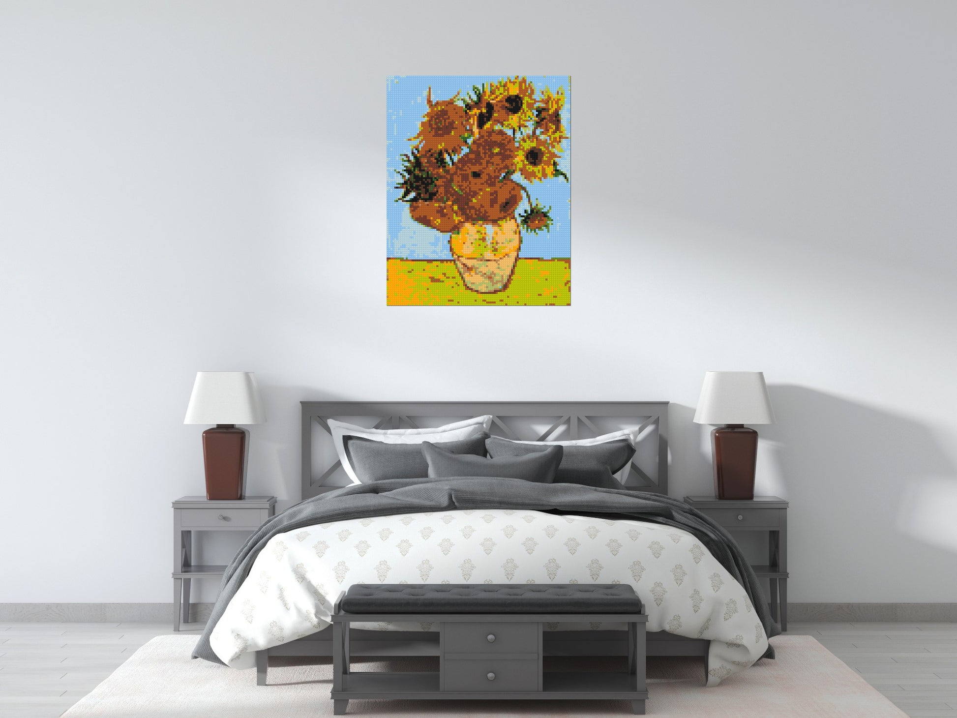 Sunflowers by Vincent Van Gogh - Brick Art Mosaic Kit 4x5 scene