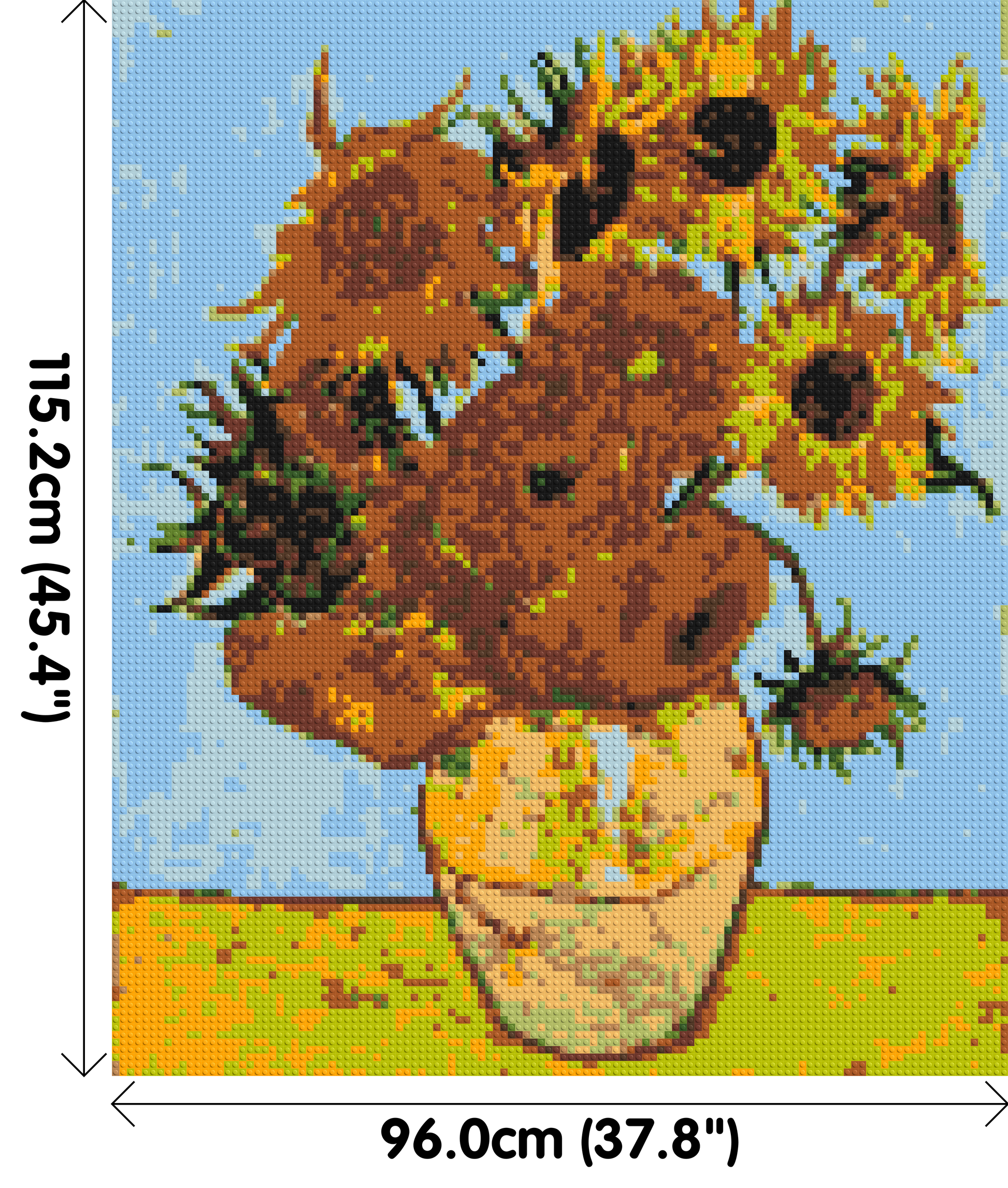 Sunflowers by Vincent Van Gogh - Brick Art Mosaic Kit 5x6 dimensions