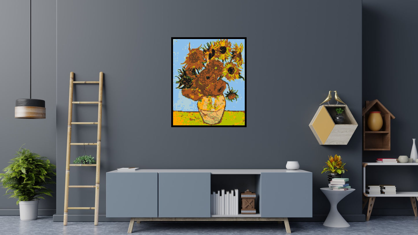 Sunflowers by Vincent Van Gogh - Brick Art Mosaic Kit 5x6 large