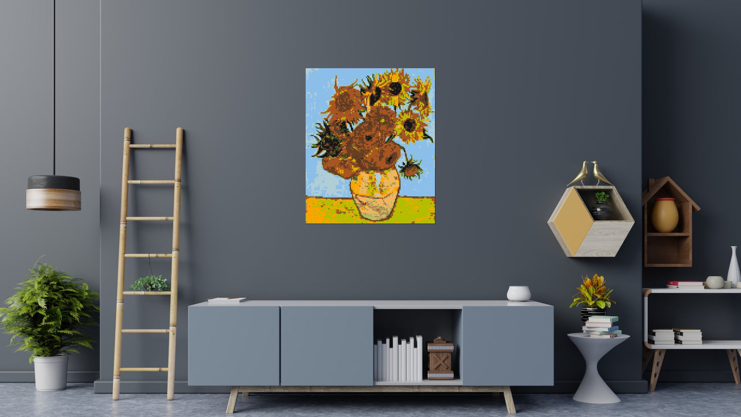 Sunflowers by Vincent Van Gogh - Brick Art Mosaic Kit 5x6 large