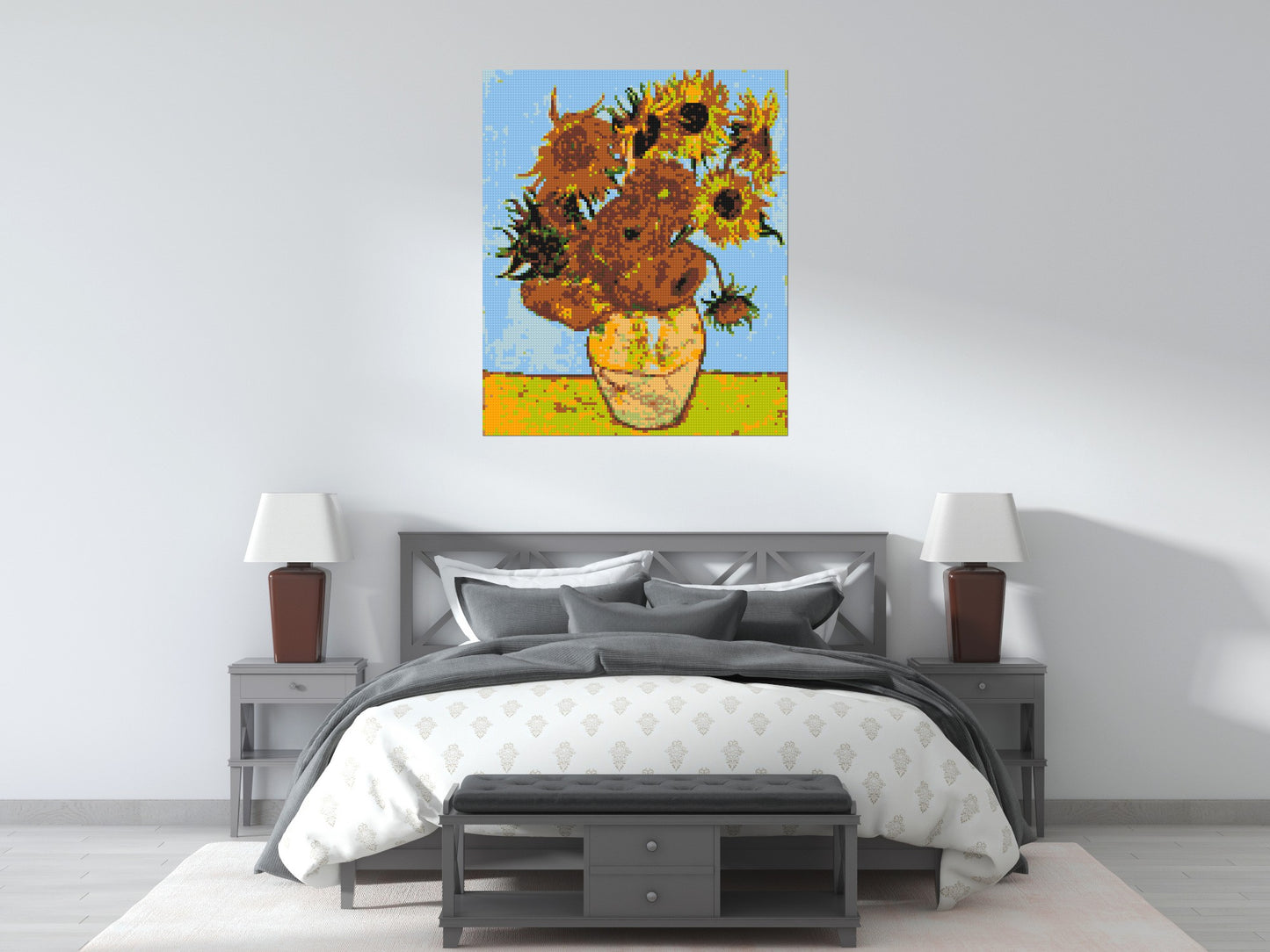 Sunflowers by Vincent Van Gogh - Brick Art Mosaic Kit 5x6 large