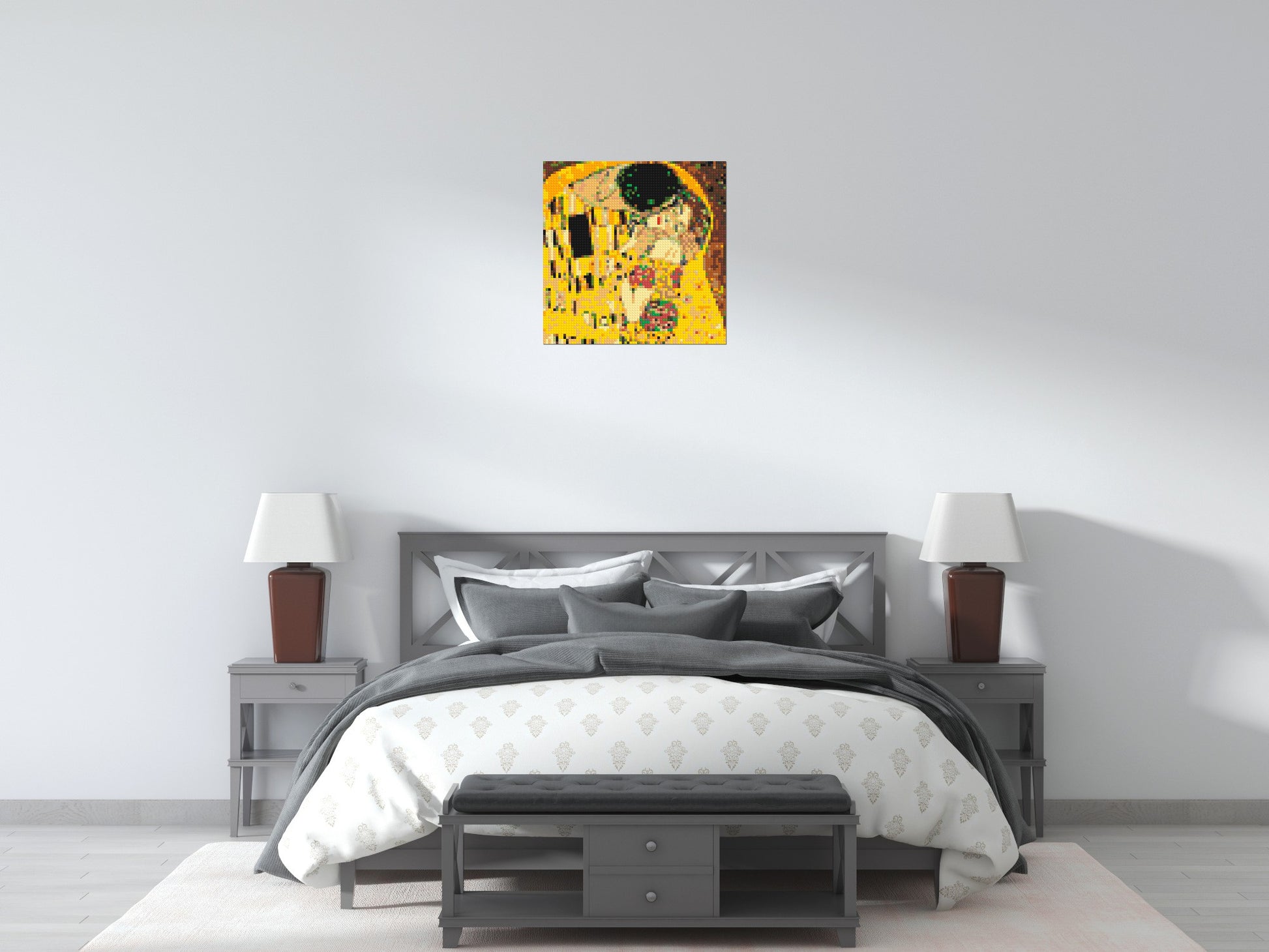 The Kiss by Gustav Klimt - Brick Art Mosaic Kit 3x3 scene