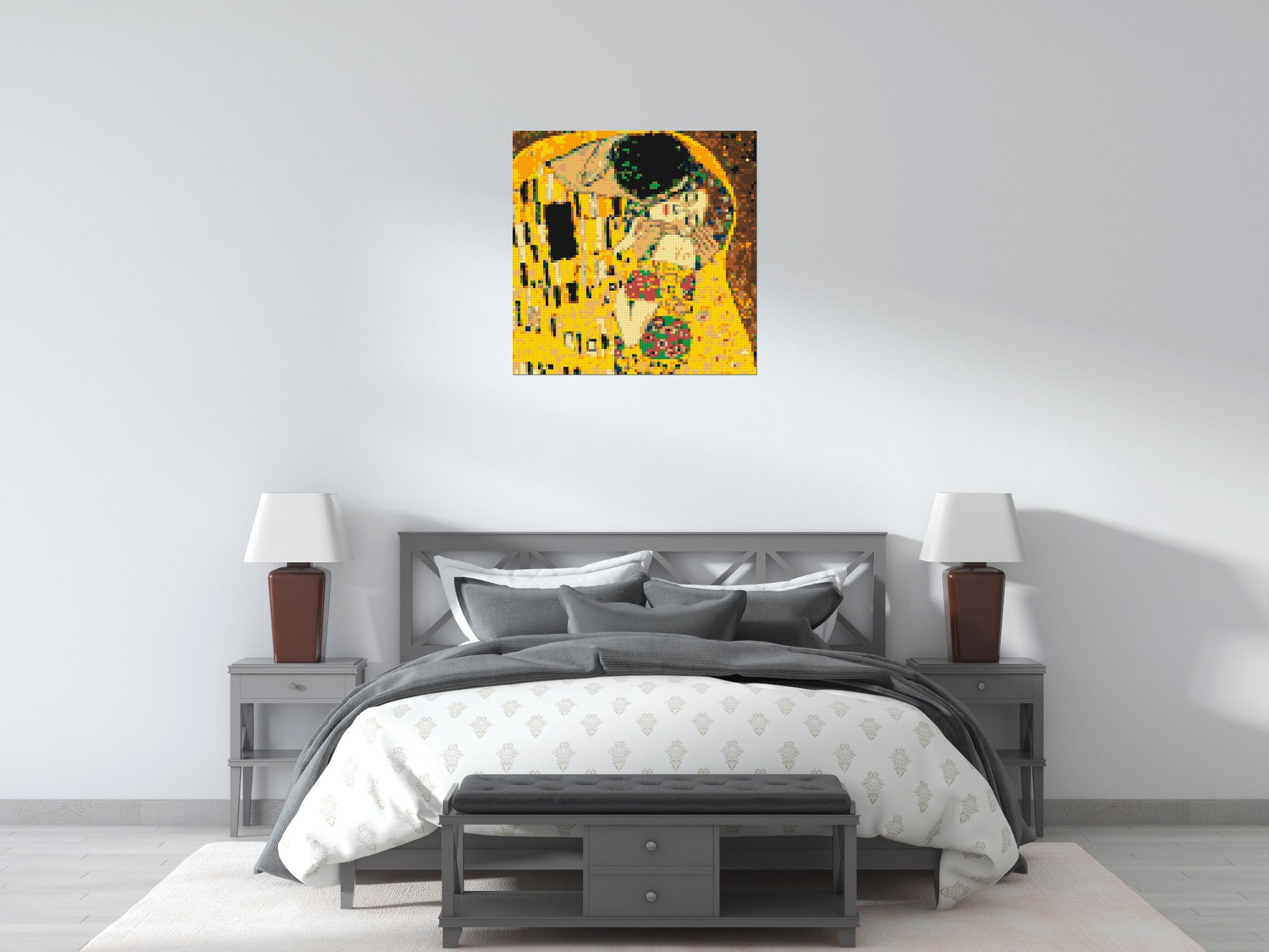 The Kiss by Gustav Klimt - Brick Art Mosaic Kit 4x4 scene