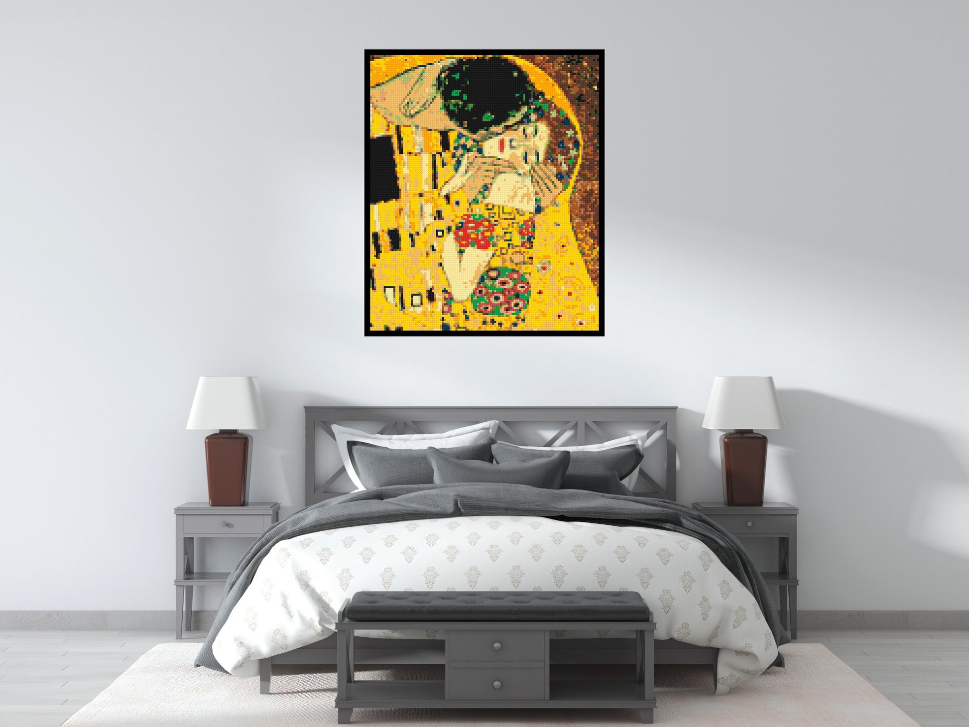 The Kiss by Gustav Klimt - Brick Art Mosaic Kit 5x6 scene with frame