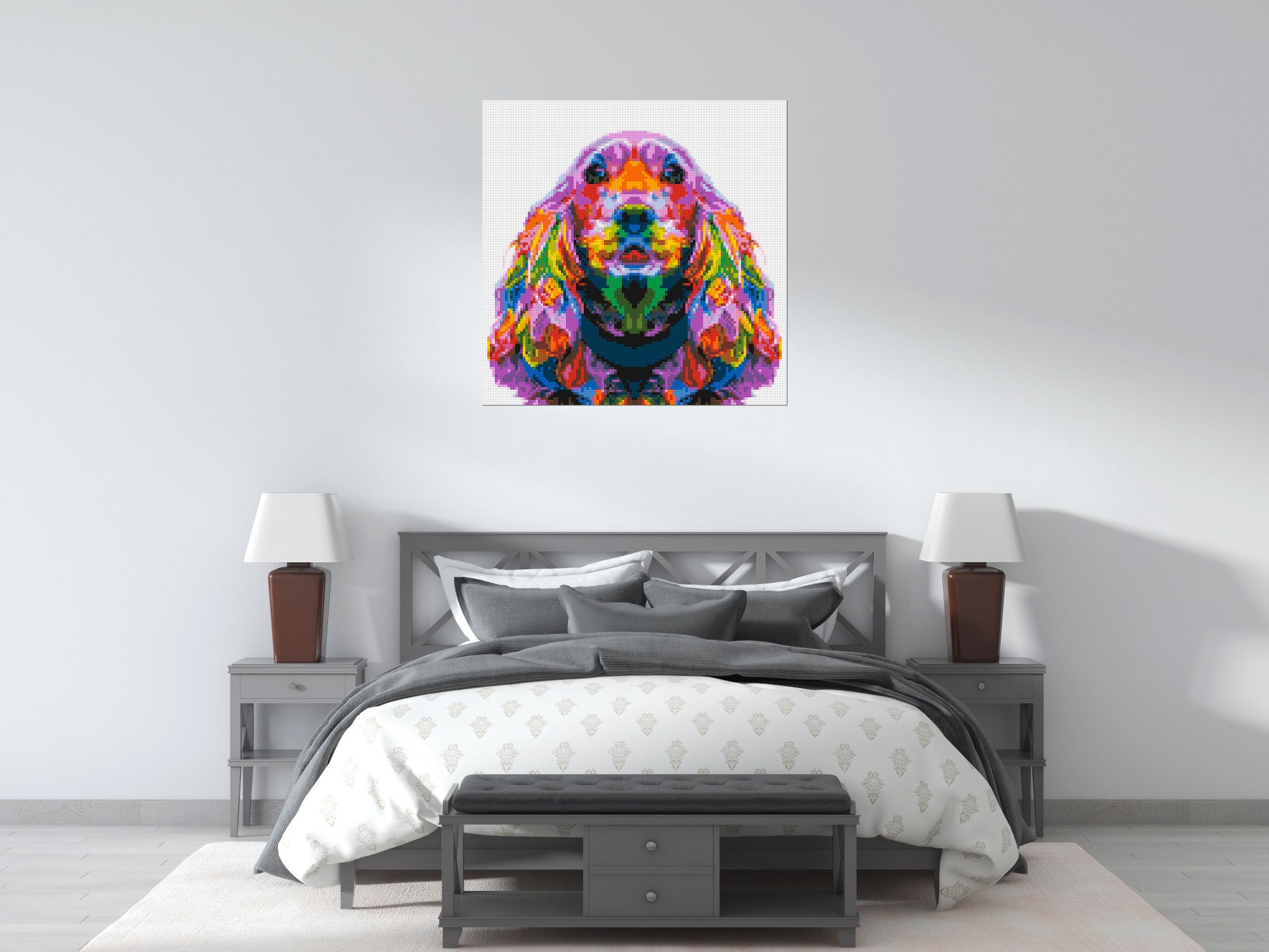 Cocker Spaniel Colourful Pop Art - Brick Art Mosaic Kit 5x5 scene