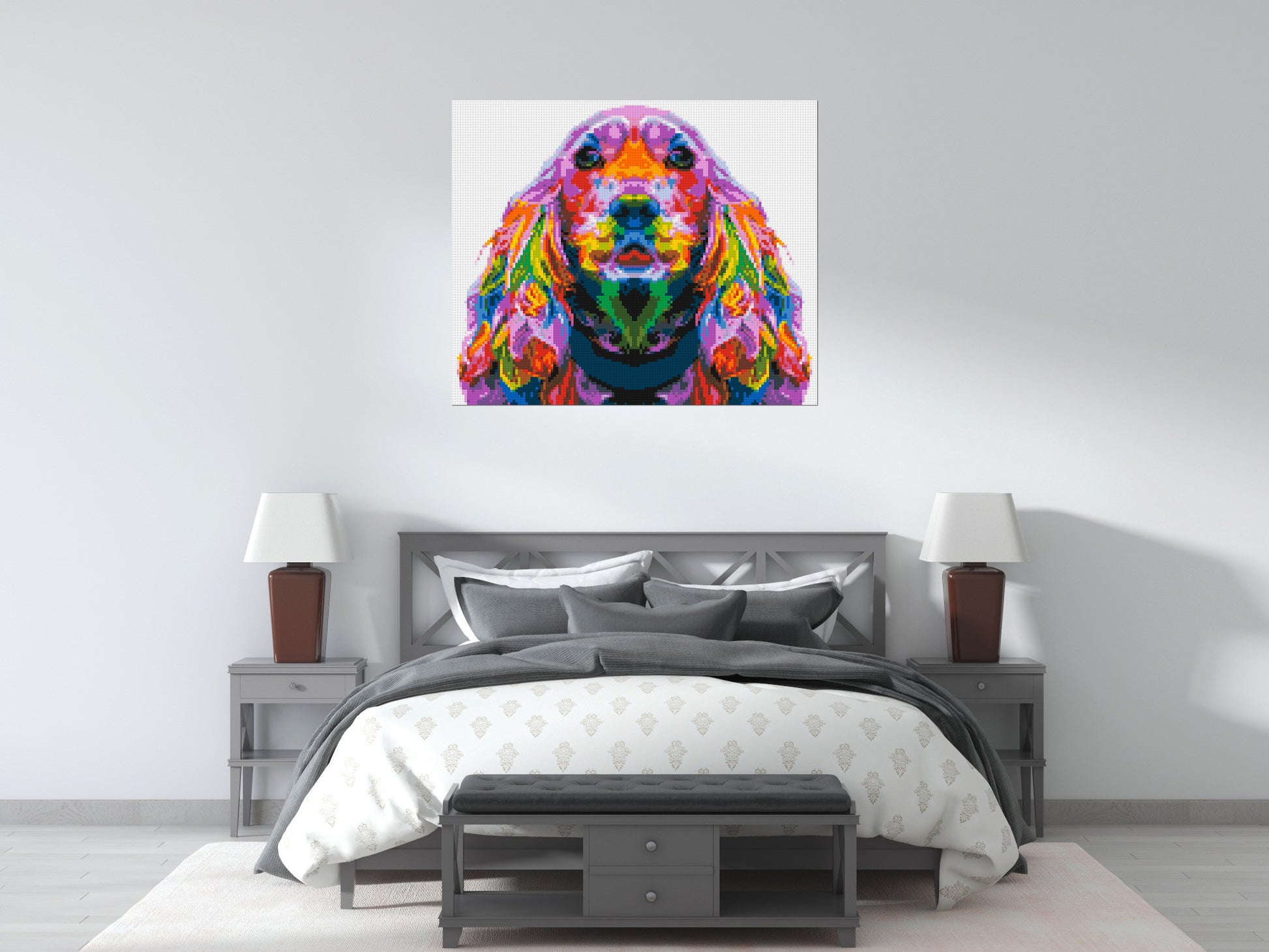 Cocker Spaniel Colourful Pop Art - Brick Art Mosaic Kit 6x5 scene