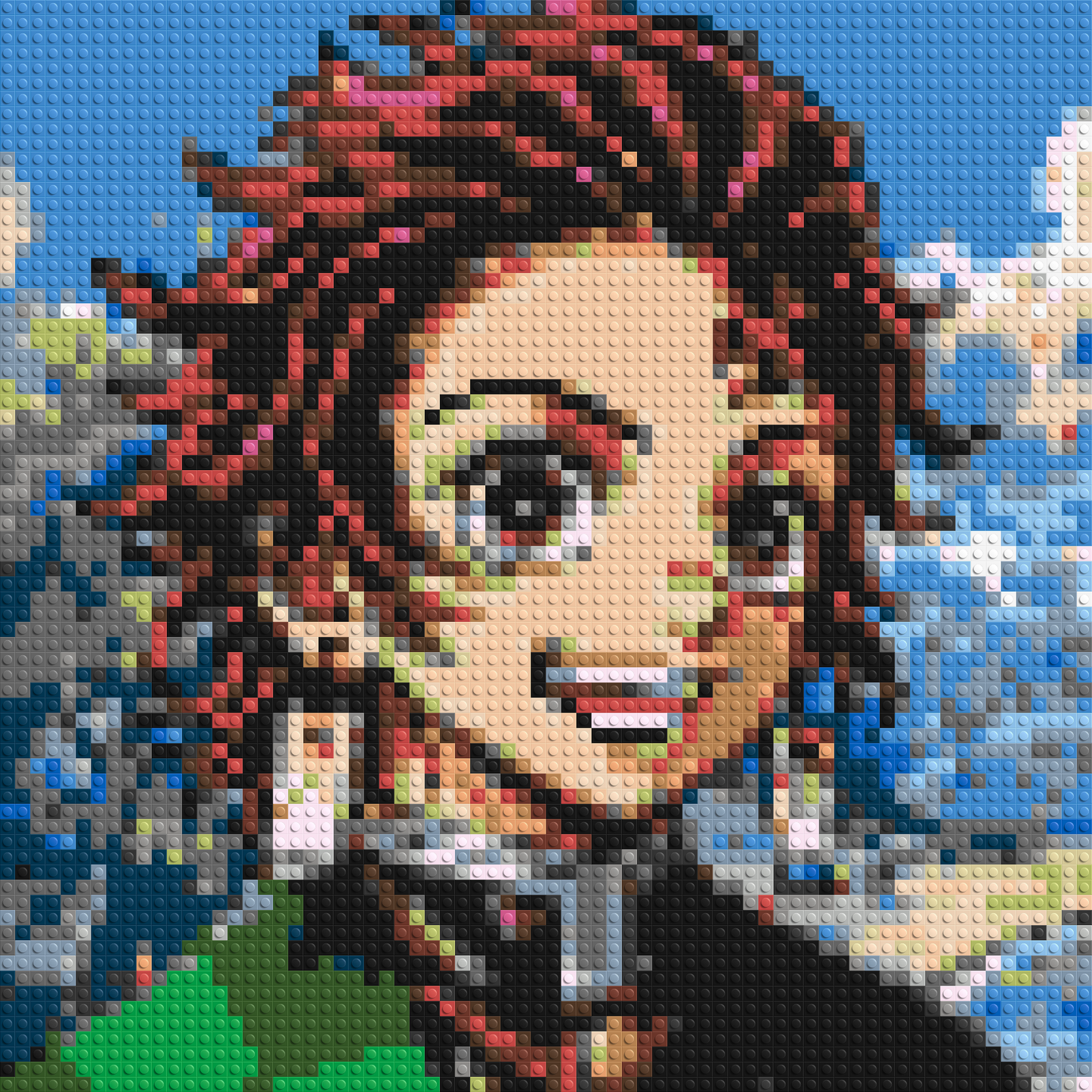 Tanjiro Pixel Art - Brick Art Mosaic Kit 3x3 large