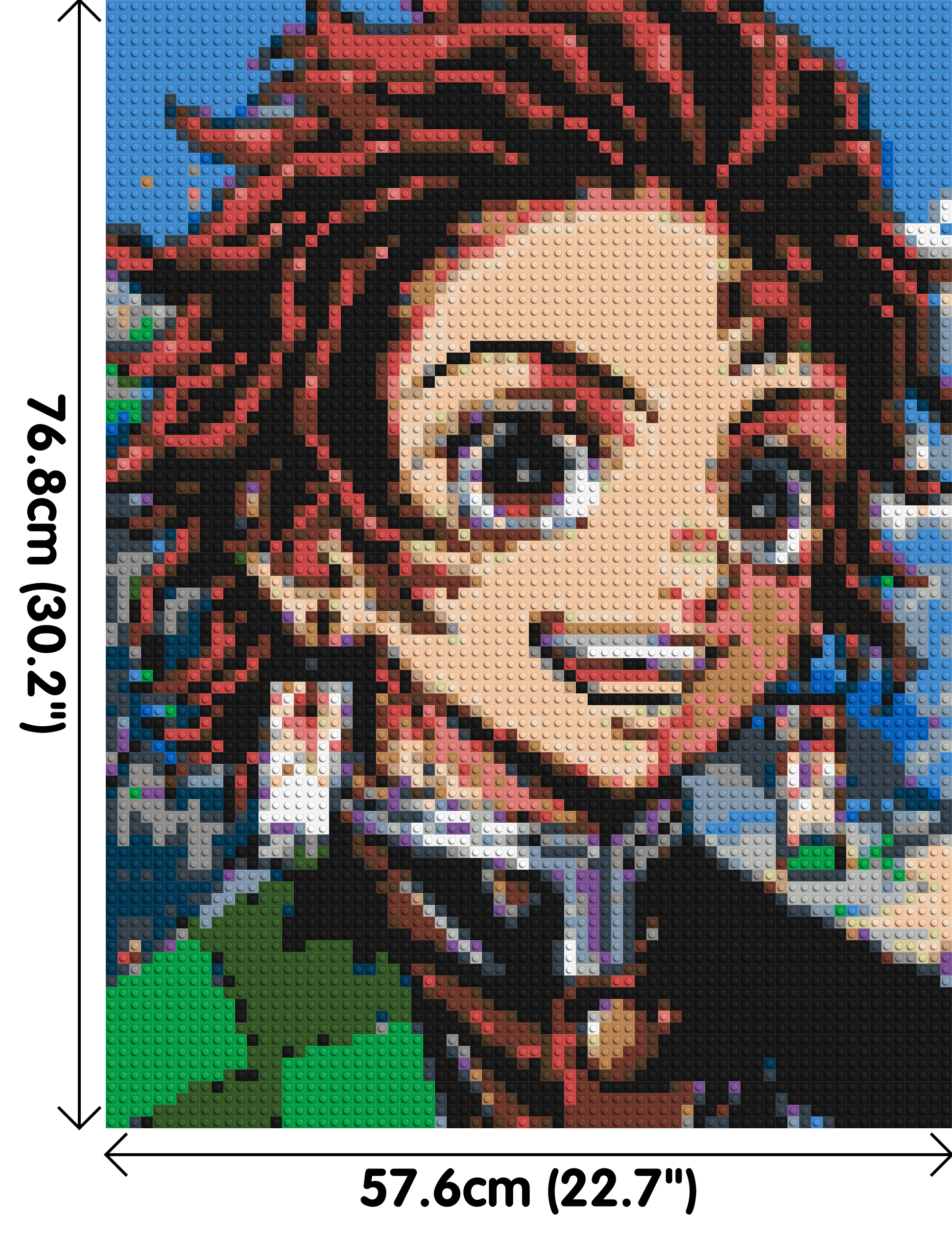 Tanjiro Pixel Art - Brick Art Mosaic Kit 3x4 dimensions