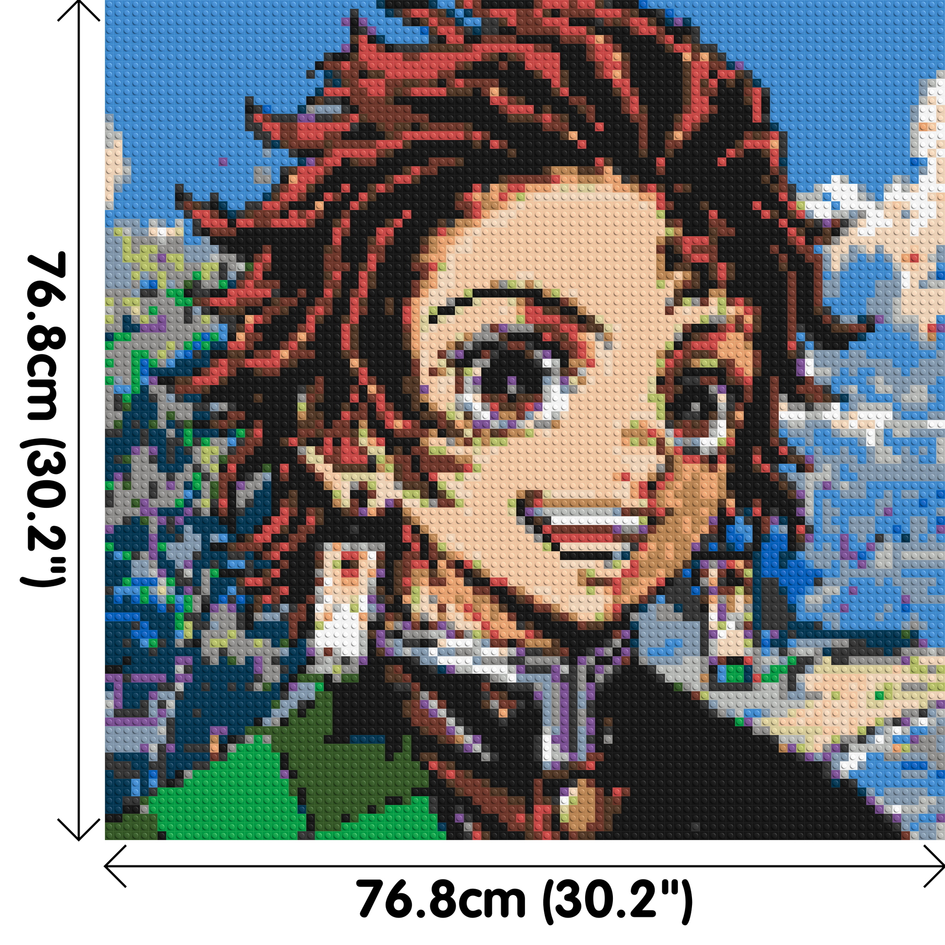 Tanjiro Pixel Art - Brick Art Mosaic Kit 4x4 dimensions