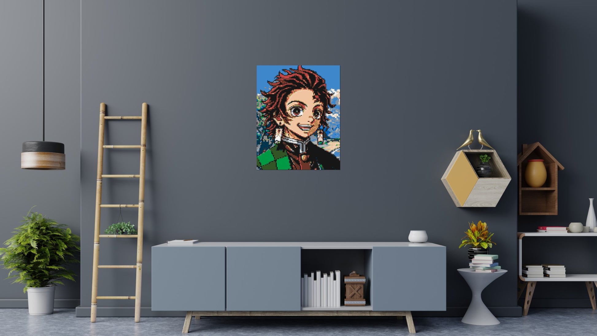 Tanjiro Pixel Art - Brick Art Mosaic Kit 4x5 scene