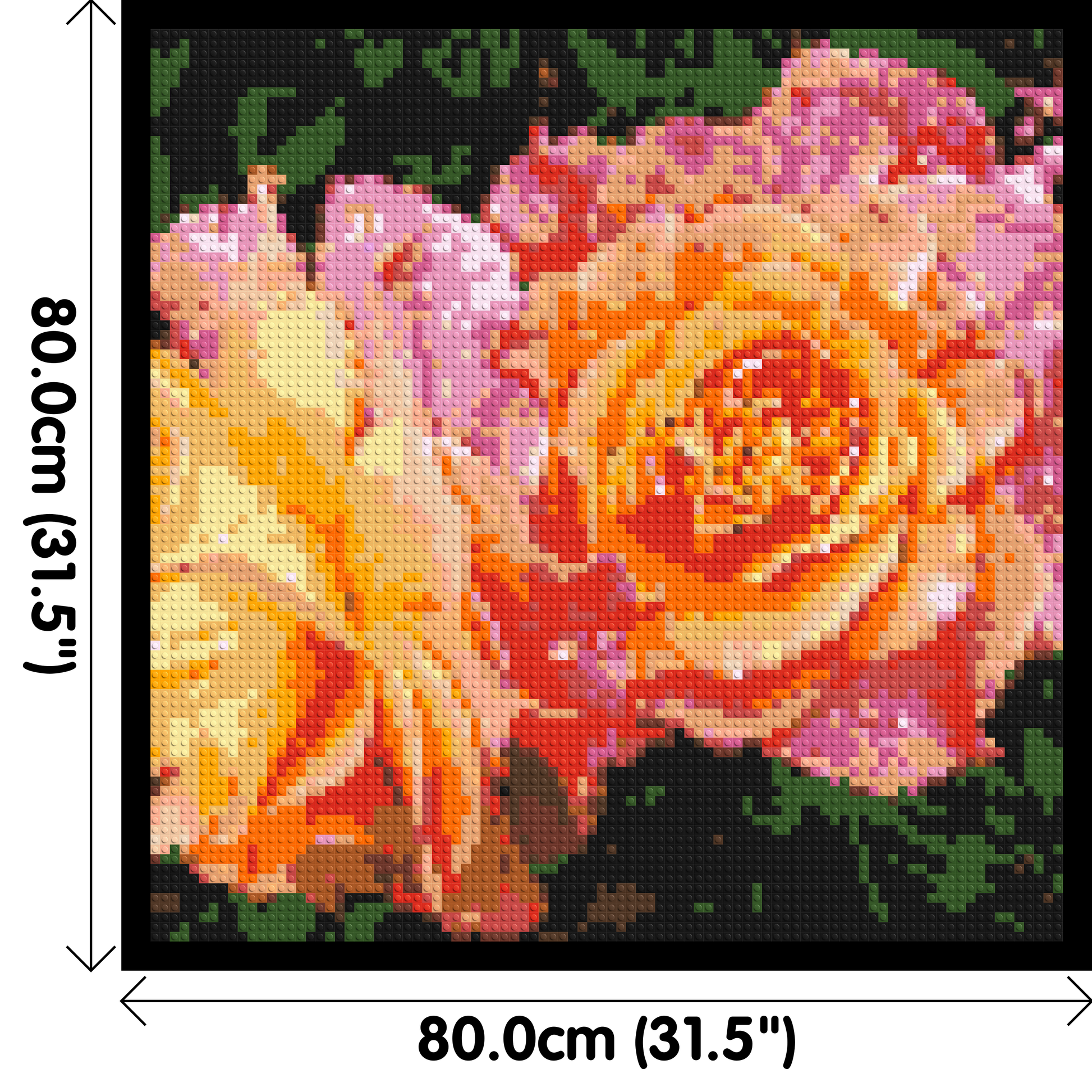 Roses - Brick Art Mosaic Kit 4x4 dimensions with frame