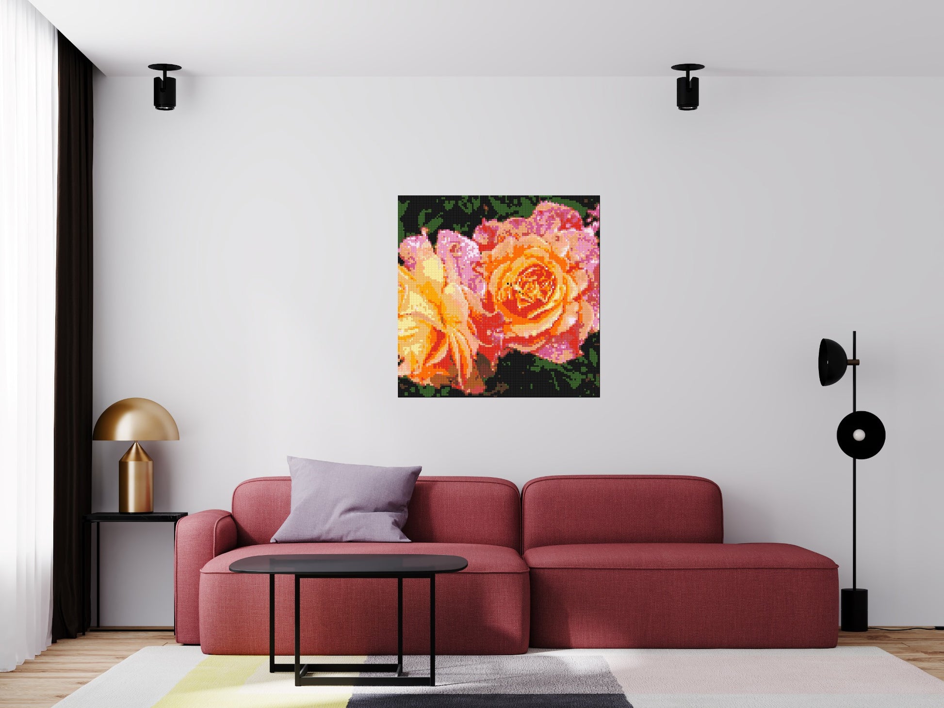 Roses - Brick Art Mosaic Kit 5x5 scene