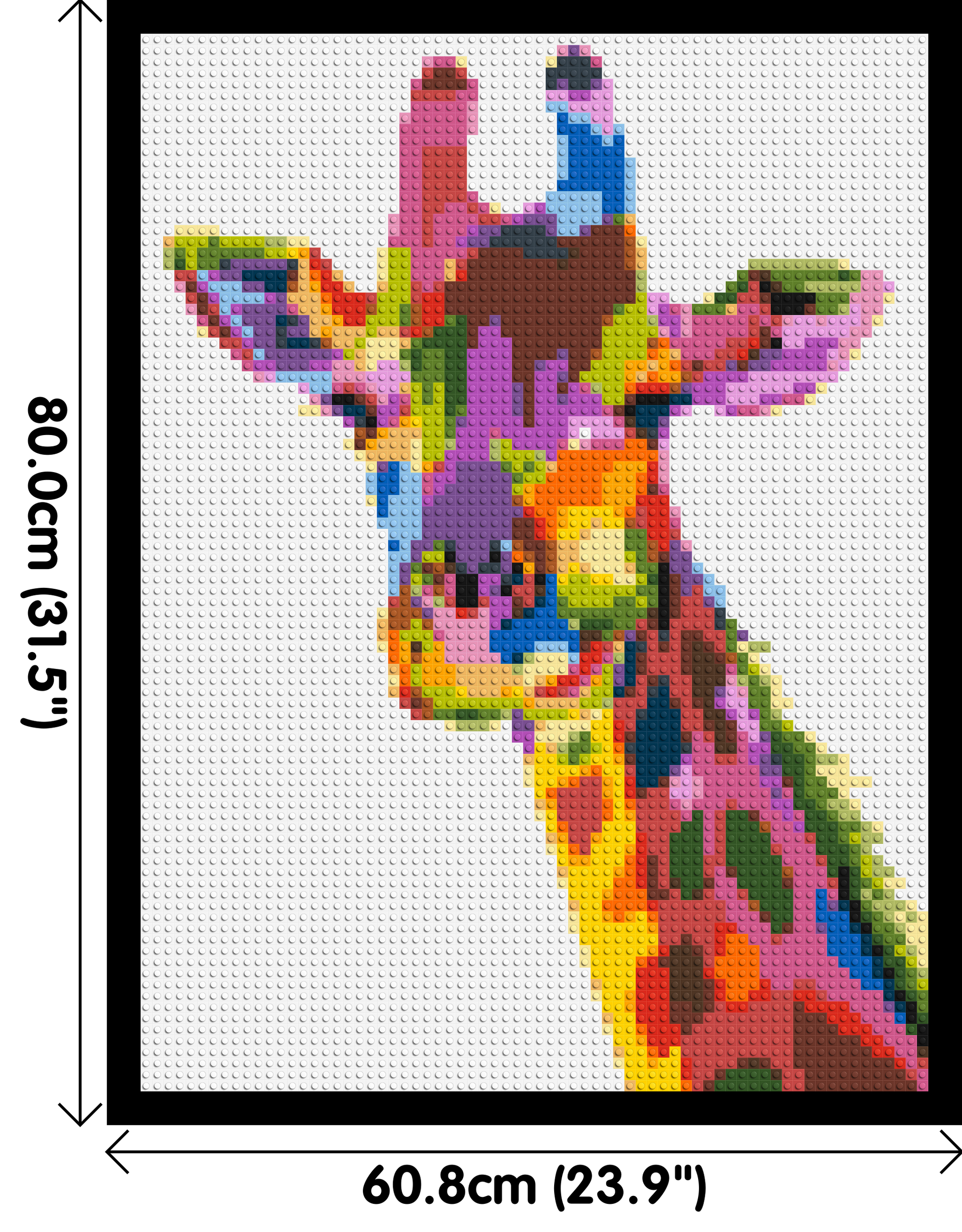 Giraffe Colourful Pop Art - Brick Art Mosaic Kit 3x4 dimensions with frame