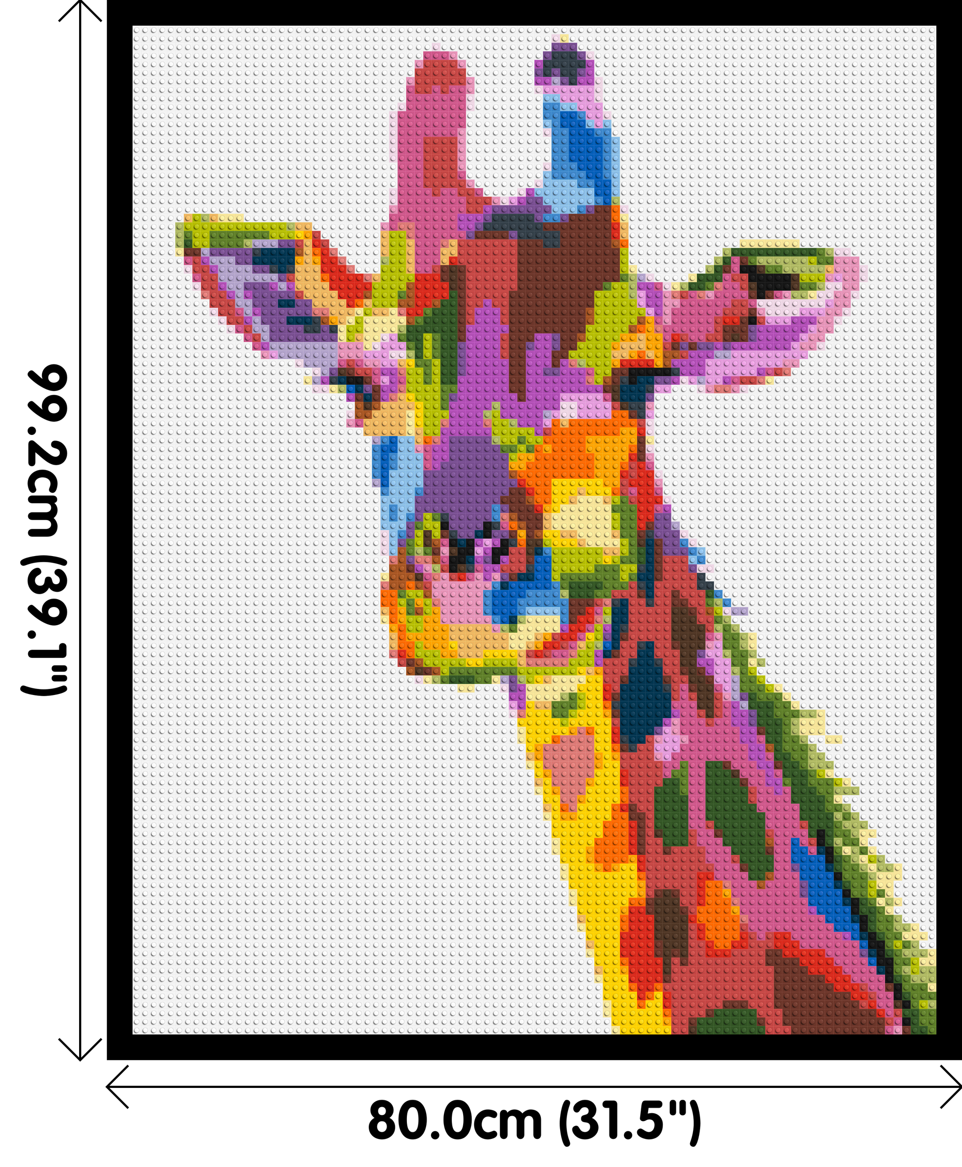 Giraffe Colourful Pop Art - Brick Art Mosaic Kit 4x5 dimensions with frame