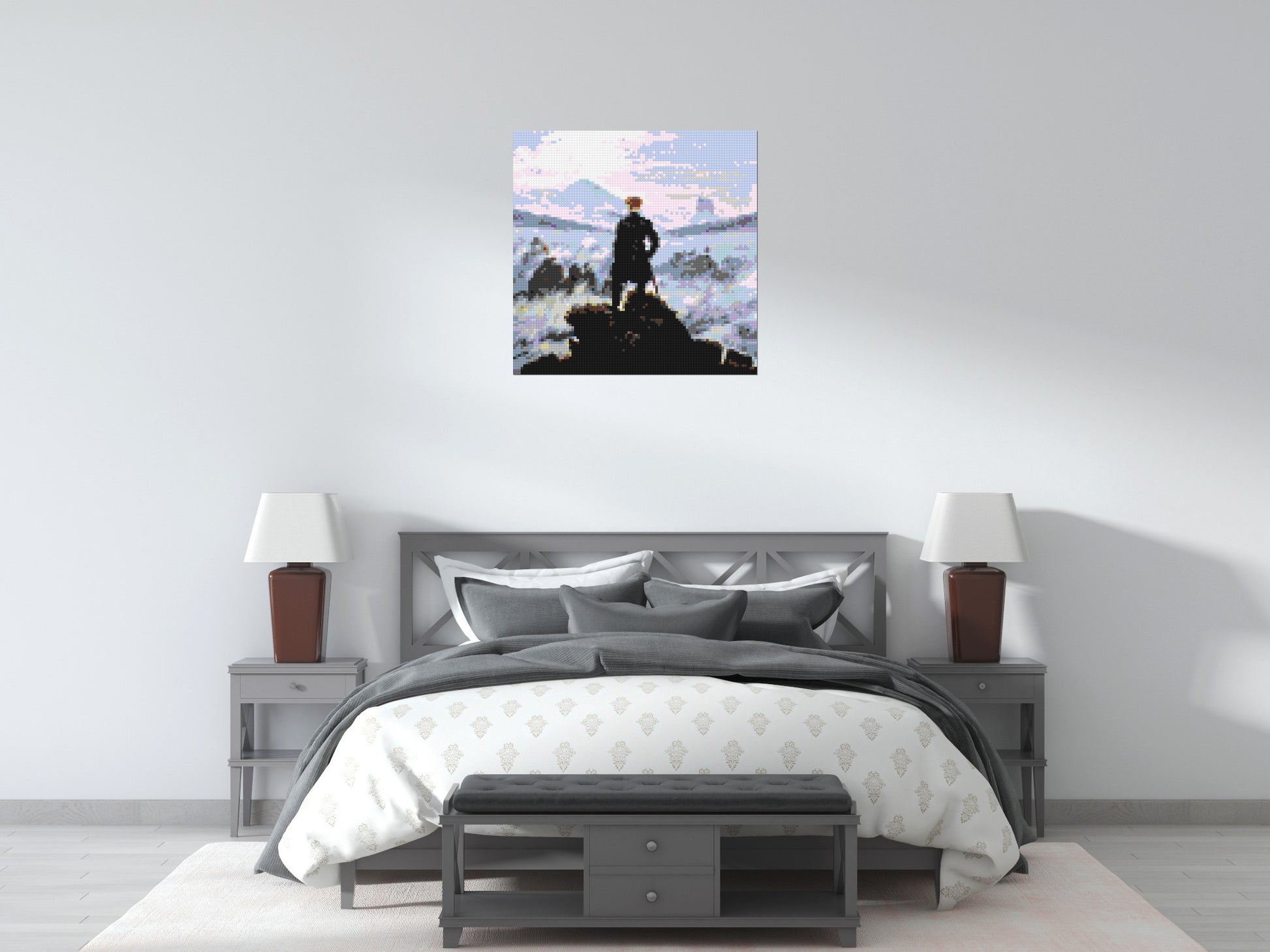 Wanderer Above the Sea of Fog by Caspar D. Friedrich  - Brick Art Mosaic Kit 4x4 scene