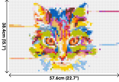 Abstract Cat Colourful Pop Art - Brick Art Mosaic Kit 3x2 large