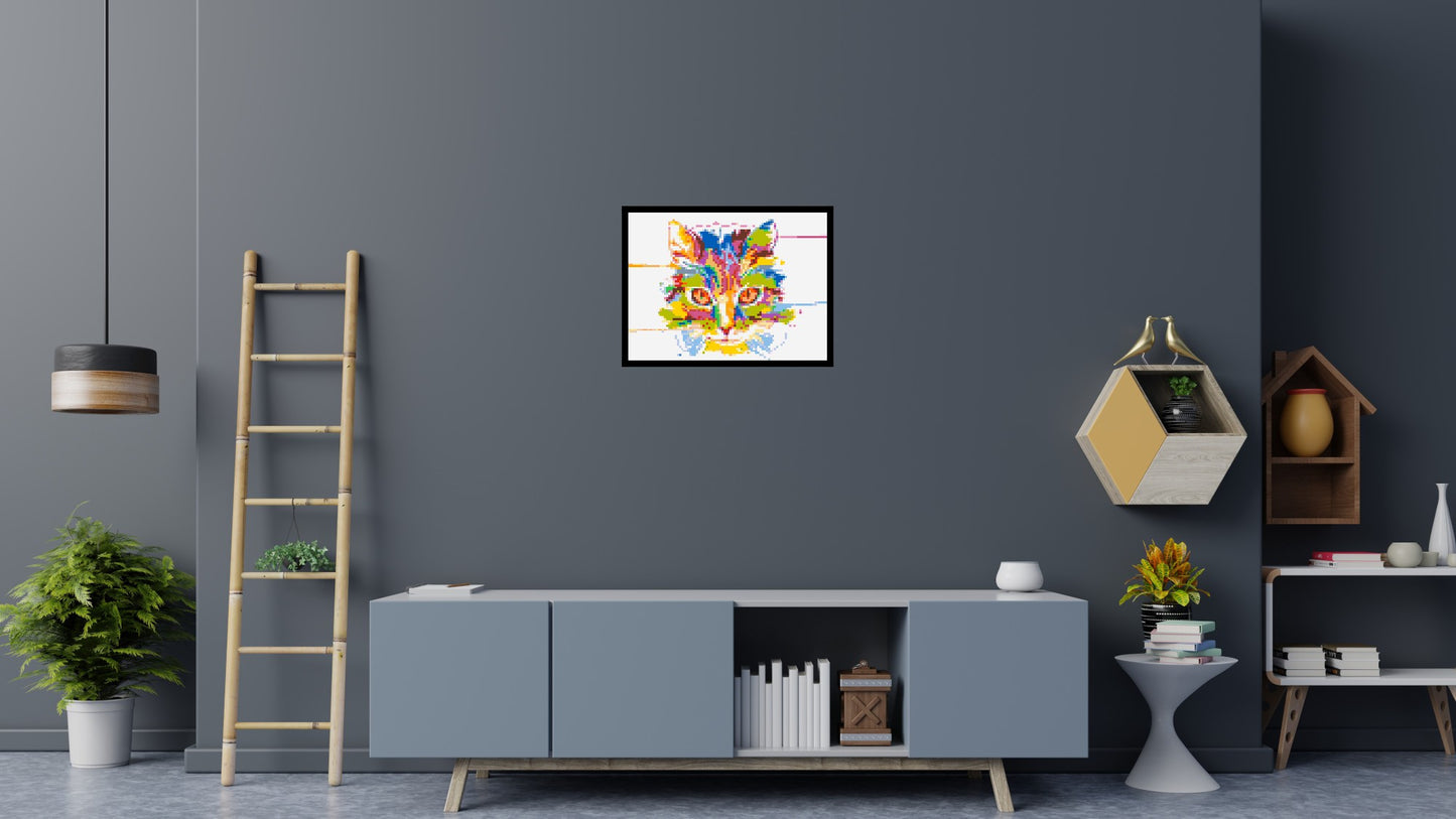 Abstract Cat Colourful Pop Art - Brick Art Mosaic Kit 4x3 large