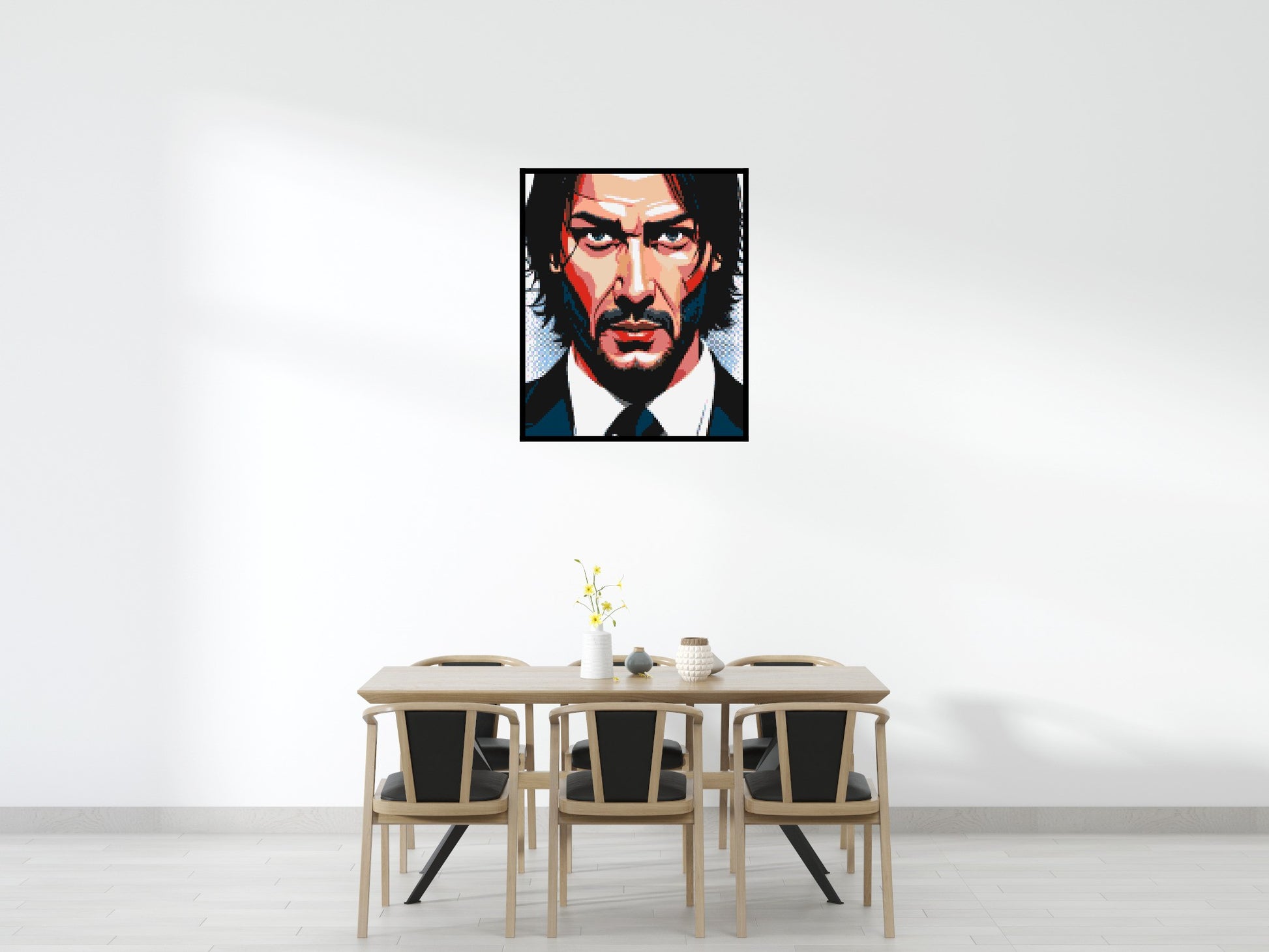 Keanu Reeves as John Wick - Brick Art Mosaic Kit 5x6 scene with frame