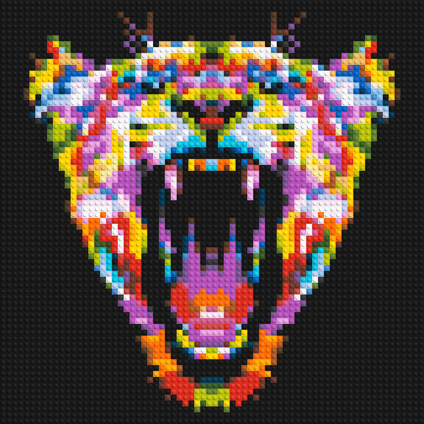 Roaring Tiger Colourful Pop Art - Brick Art Mosaic Kit 3x3 large