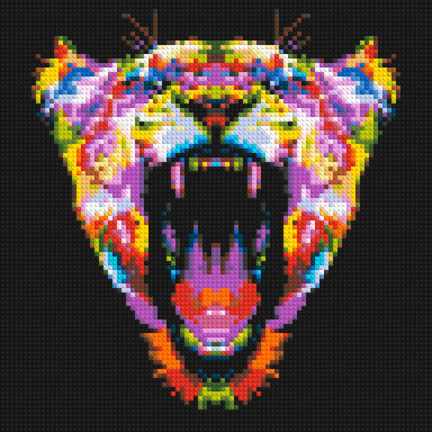 Roaring Tiger Colourful Pop Art - Brick Art Mosaic Kit 4x4 large
