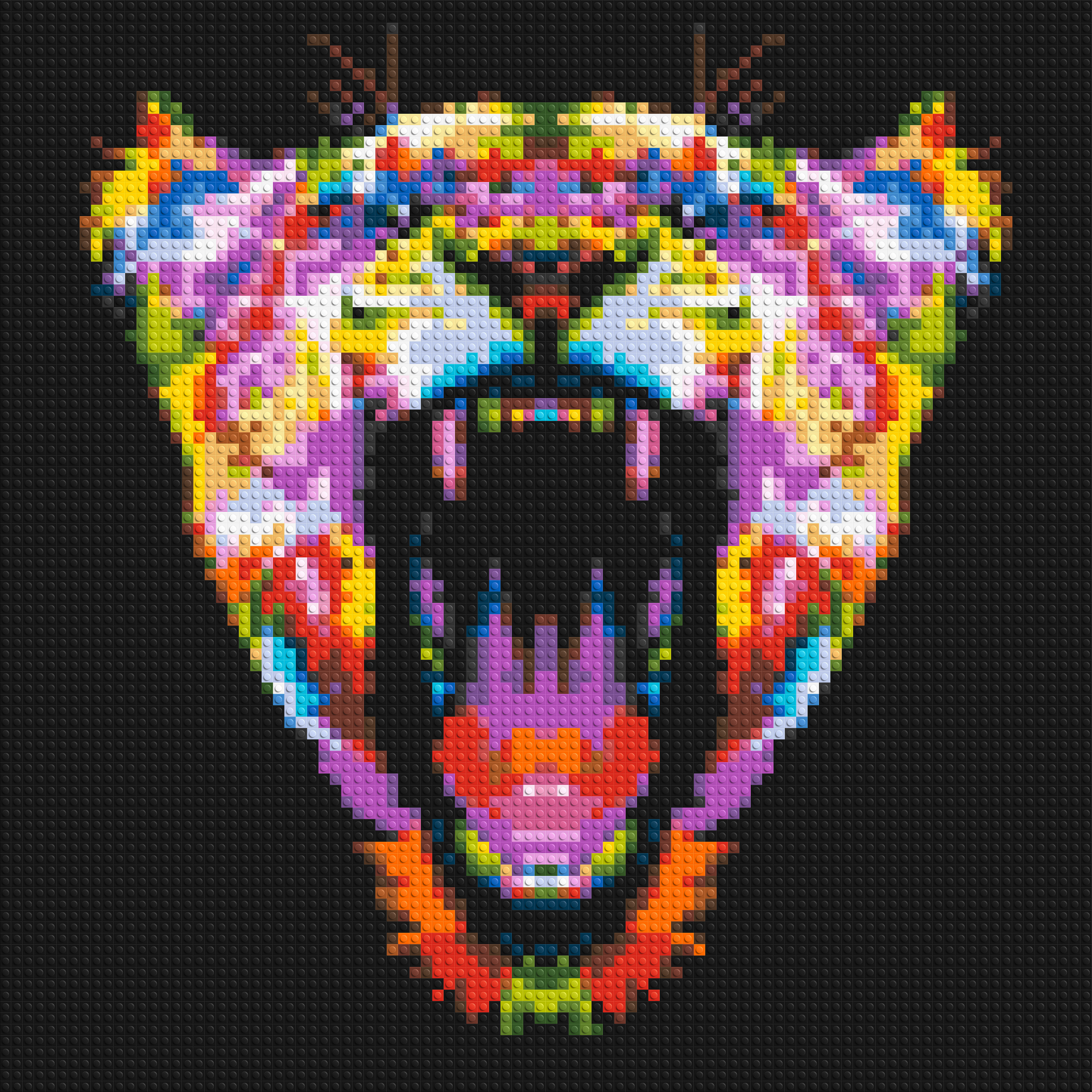 Roaring Tiger Colourful Pop Art - Brick Art Mosaic Kit 4x4 large