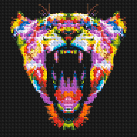 Roaring Tiger Colourful Pop Art - Brick Art Mosaic Kit 4x4 large
